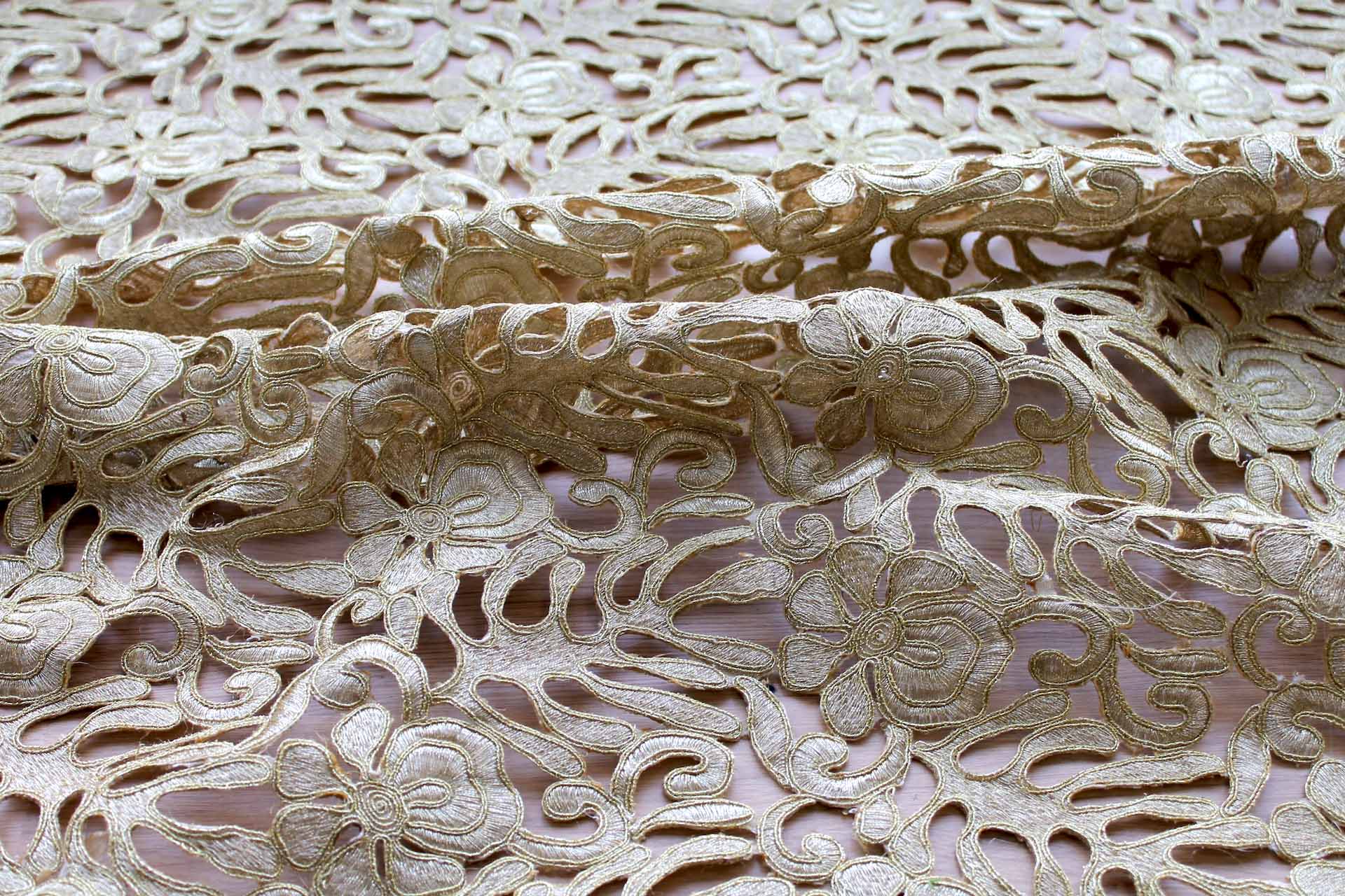 Gold Embroidered Cut Out Fabric, image 3 of 6