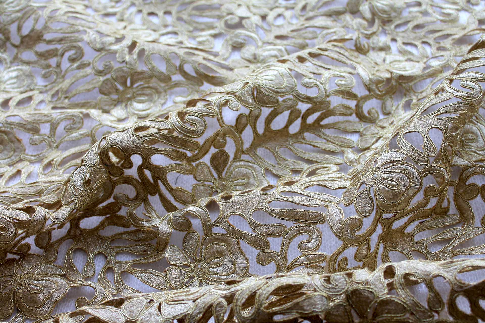 Gold Embroidered Cut Out Fabric, image 6 of 6