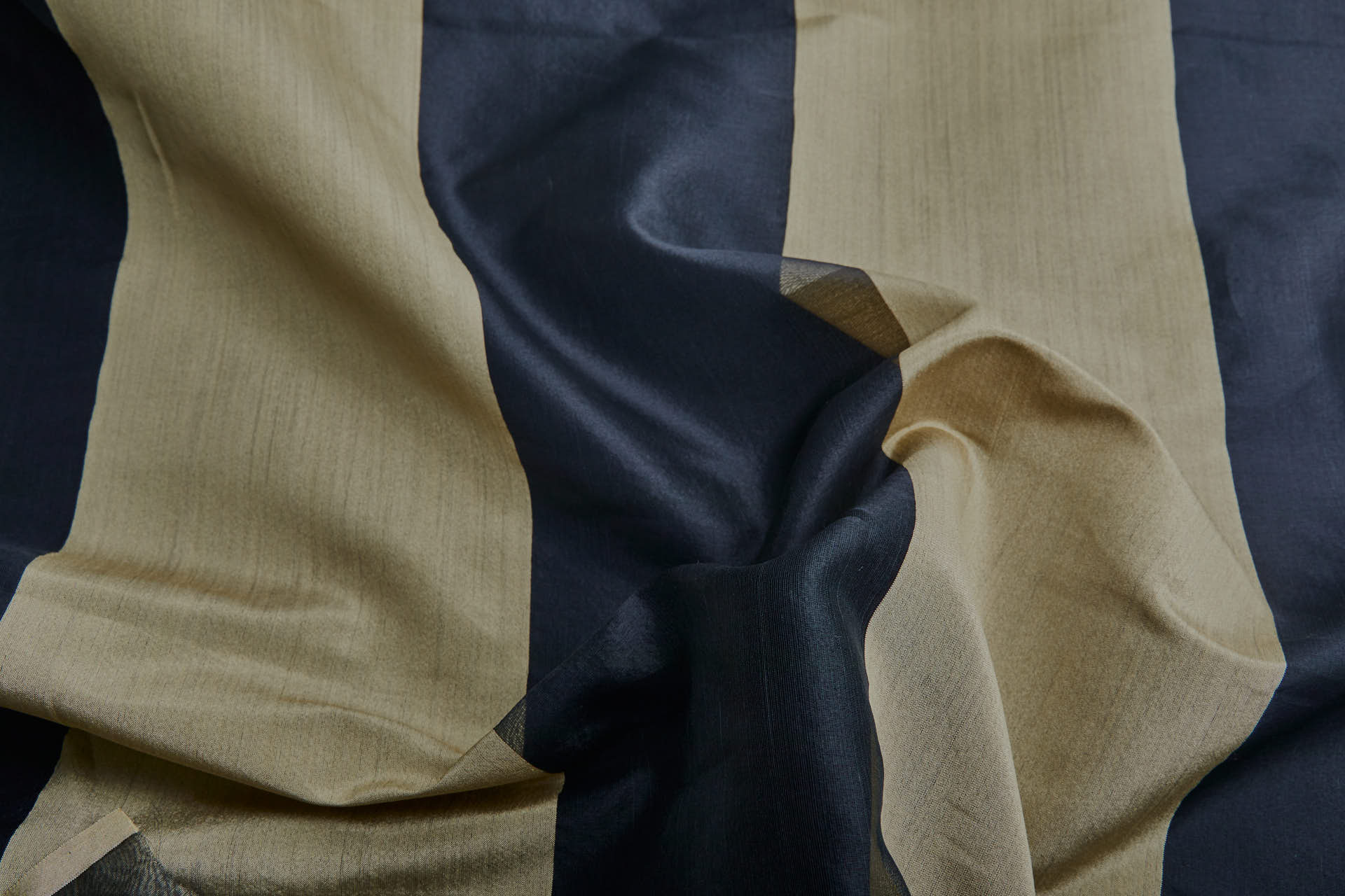 Wide Satin Stripe Silk Organza - Black and Gold fabric, image 6 of 6
