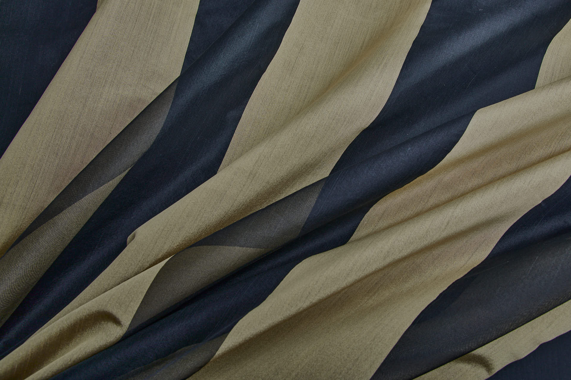 Wide Satin Stripe Silk Organza - Black and Gold fabric, image 5 of 6