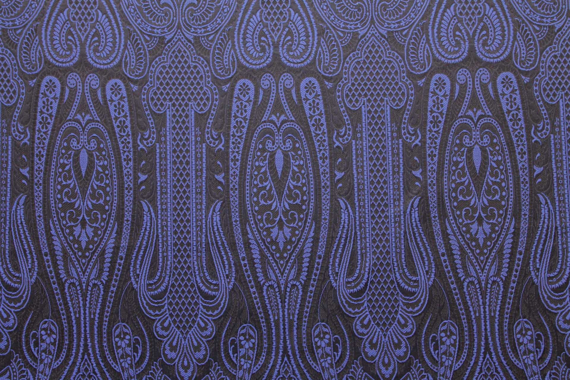 Banaras Brocade - Navy, Royal Blue & Black fabric, image 2 of 7