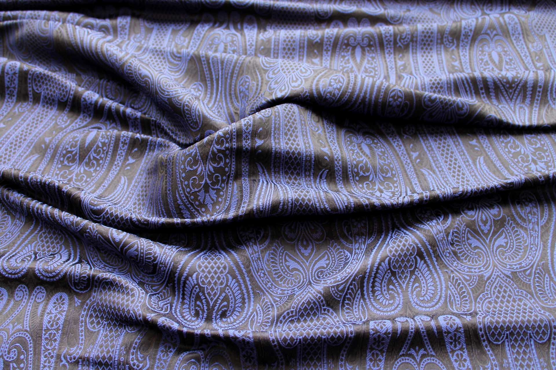 Banaras Brocade - Navy, Royal Blue & Black fabric, image 3 of 7