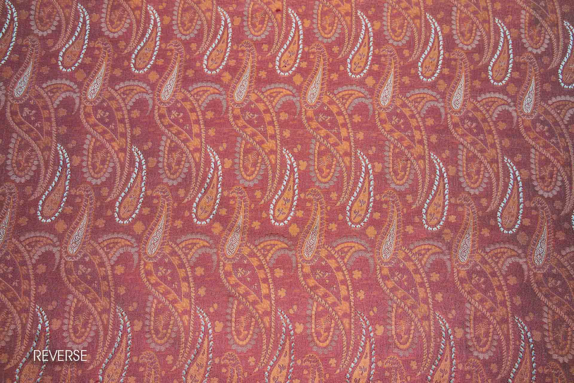 Banaras Brocade - Minty Green & Orange fabric, image 5 of 9