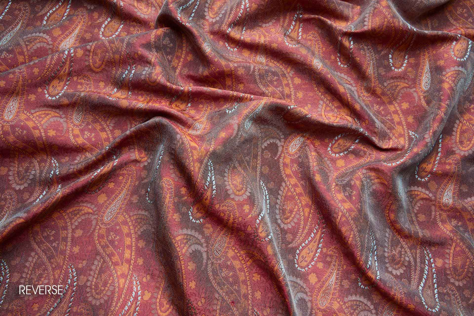 Banaras Brocade - Minty Green & Orange fabric, image 8 of 9