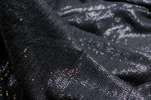 Micro Sequin On Silk Chiffon - Black fabric, image 5 of 5