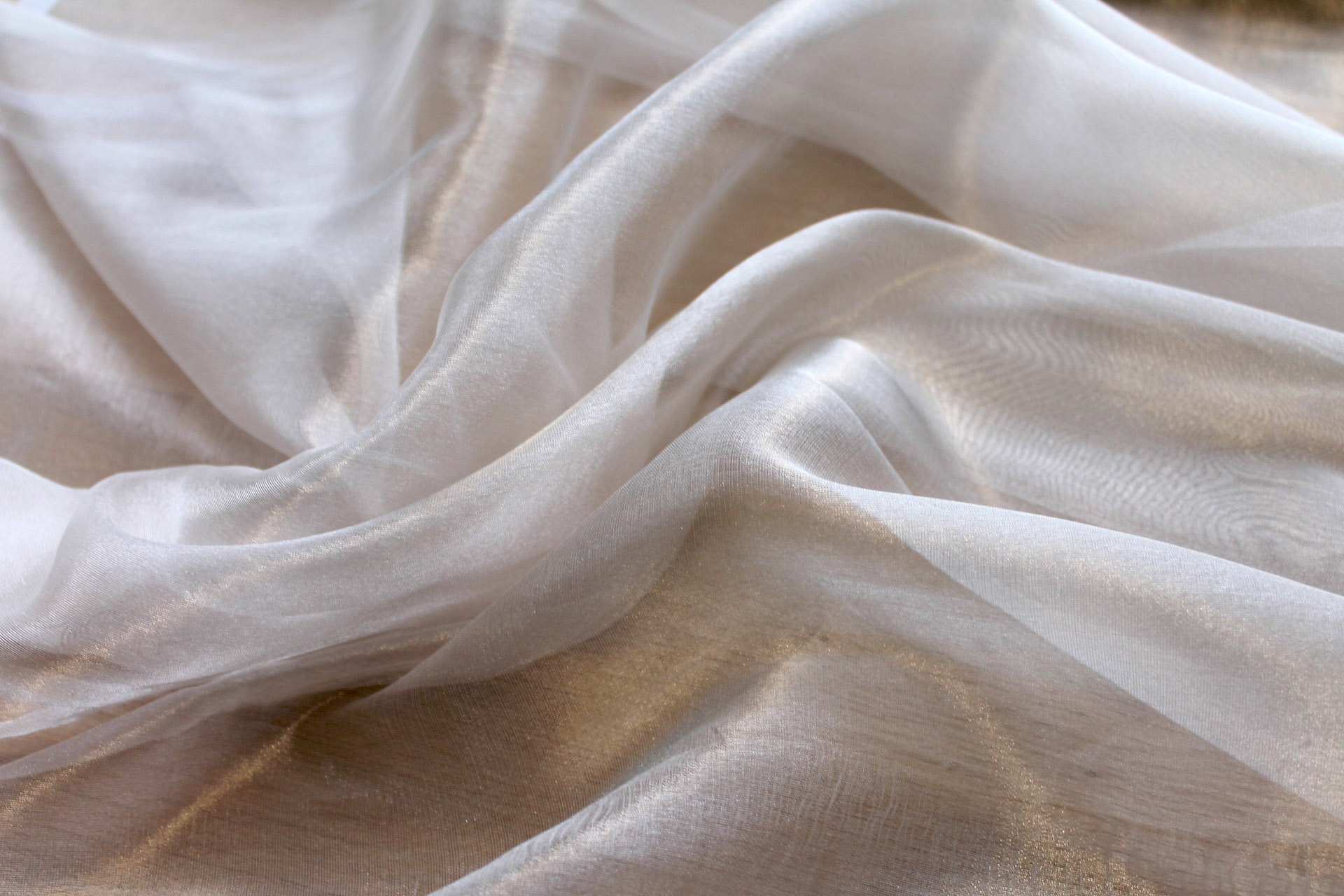 Silk Organza - Metallic Silver/Ivory fabric, image 3 of 5