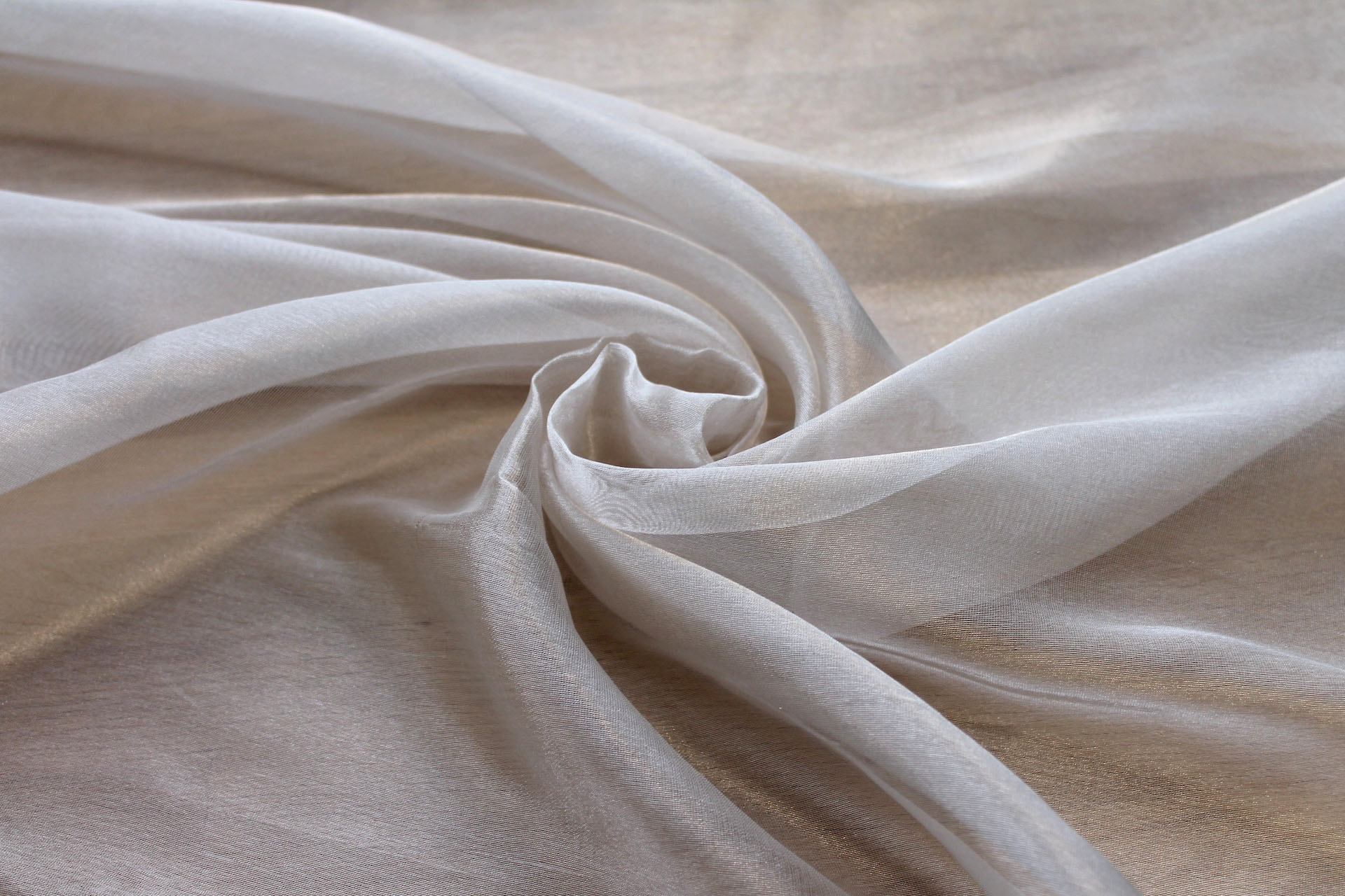 Silk Organza - Metallic Silver/Ivory fabric