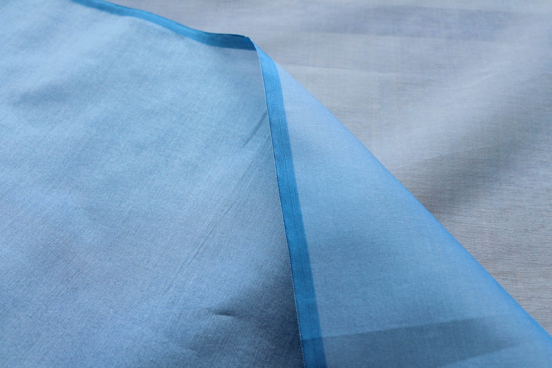 Silk Organza - Royal Blue shot Off White fabric, image 2 of 7