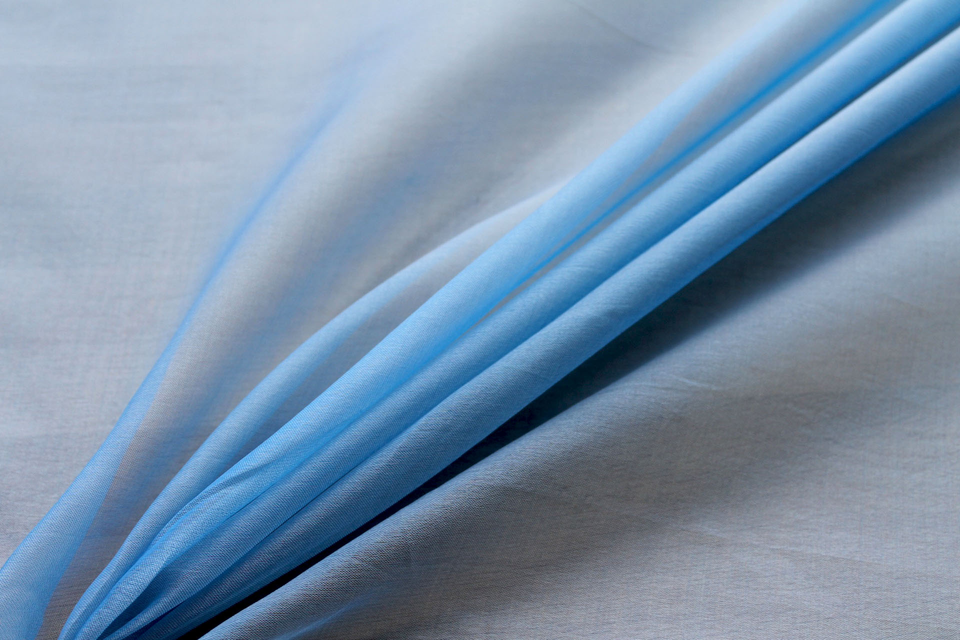 Silk Organza - Royal Blue shot Off White fabric, image 3 of 7
