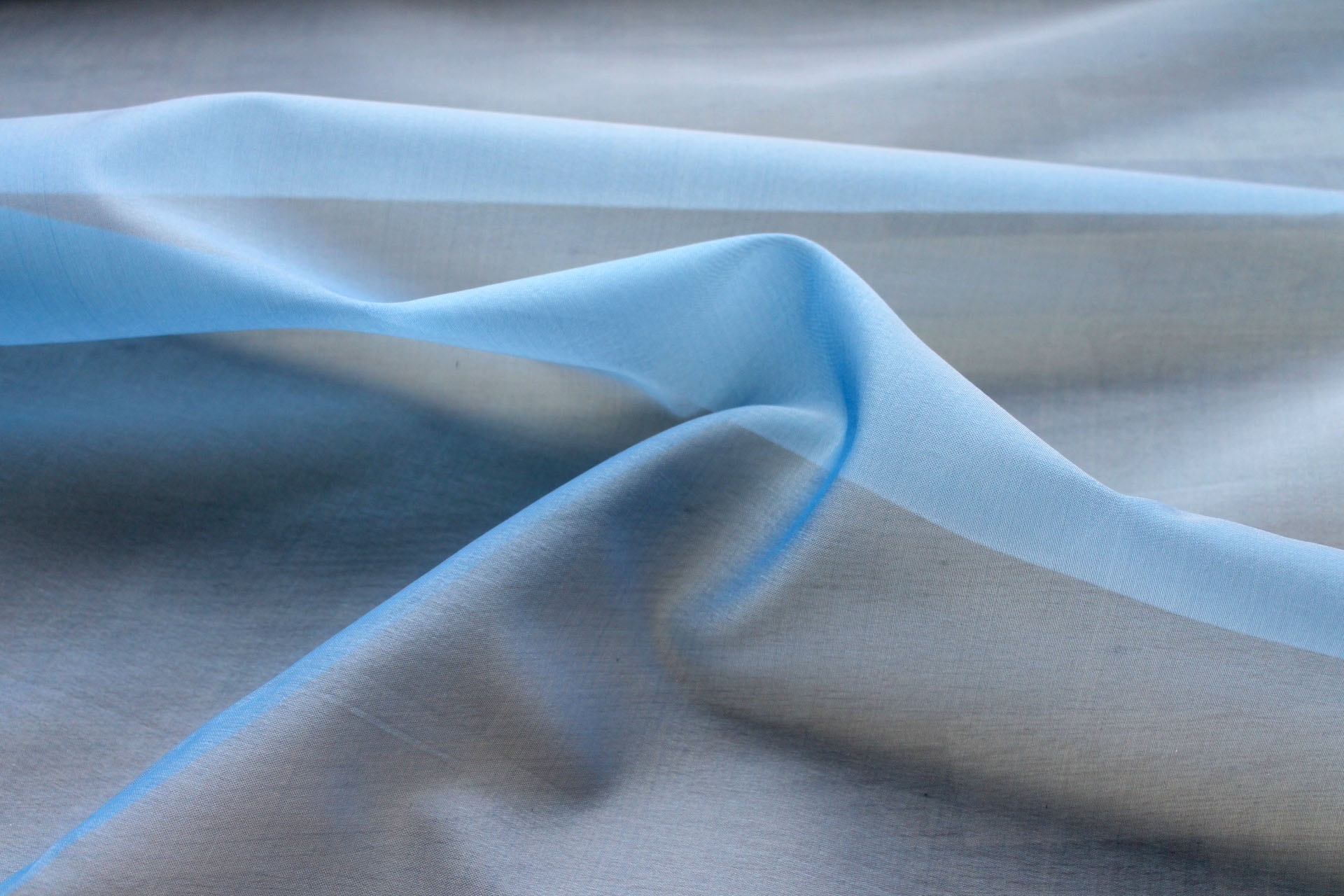 Silk Organza - Royal Blue shot Off White fabric, image 4 of 7