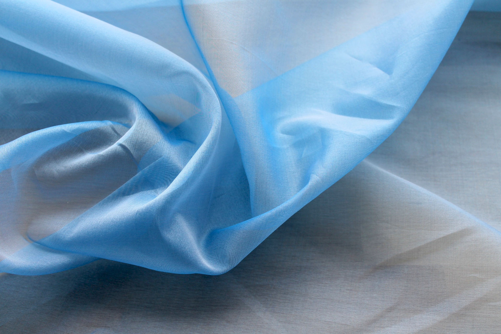 Silk Organza - Royal Blue shot Off White fabric, image 7 of 7