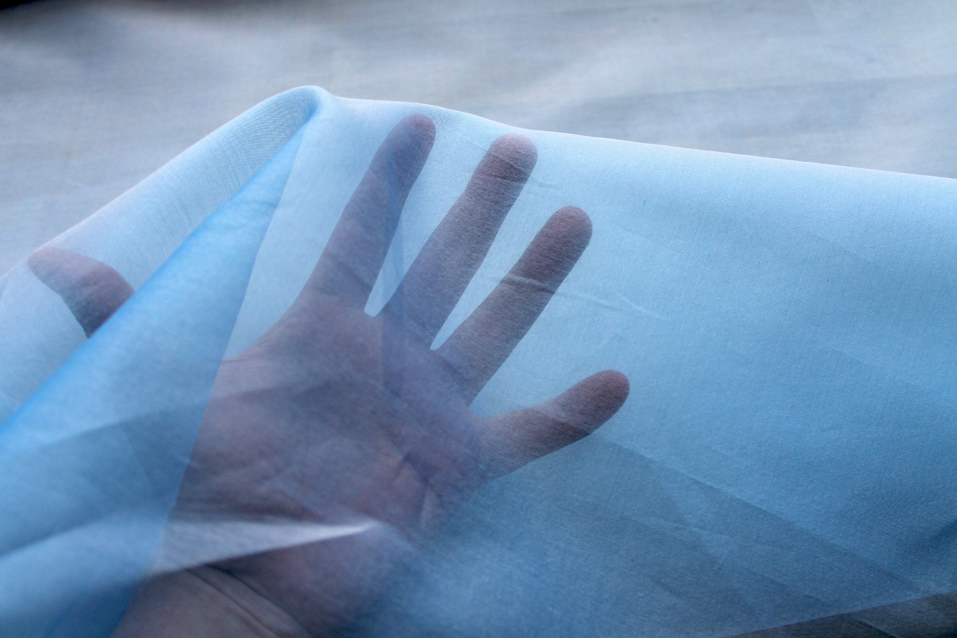 Silk Organza - Royal Blue shot Off White fabric, image 6 of 7