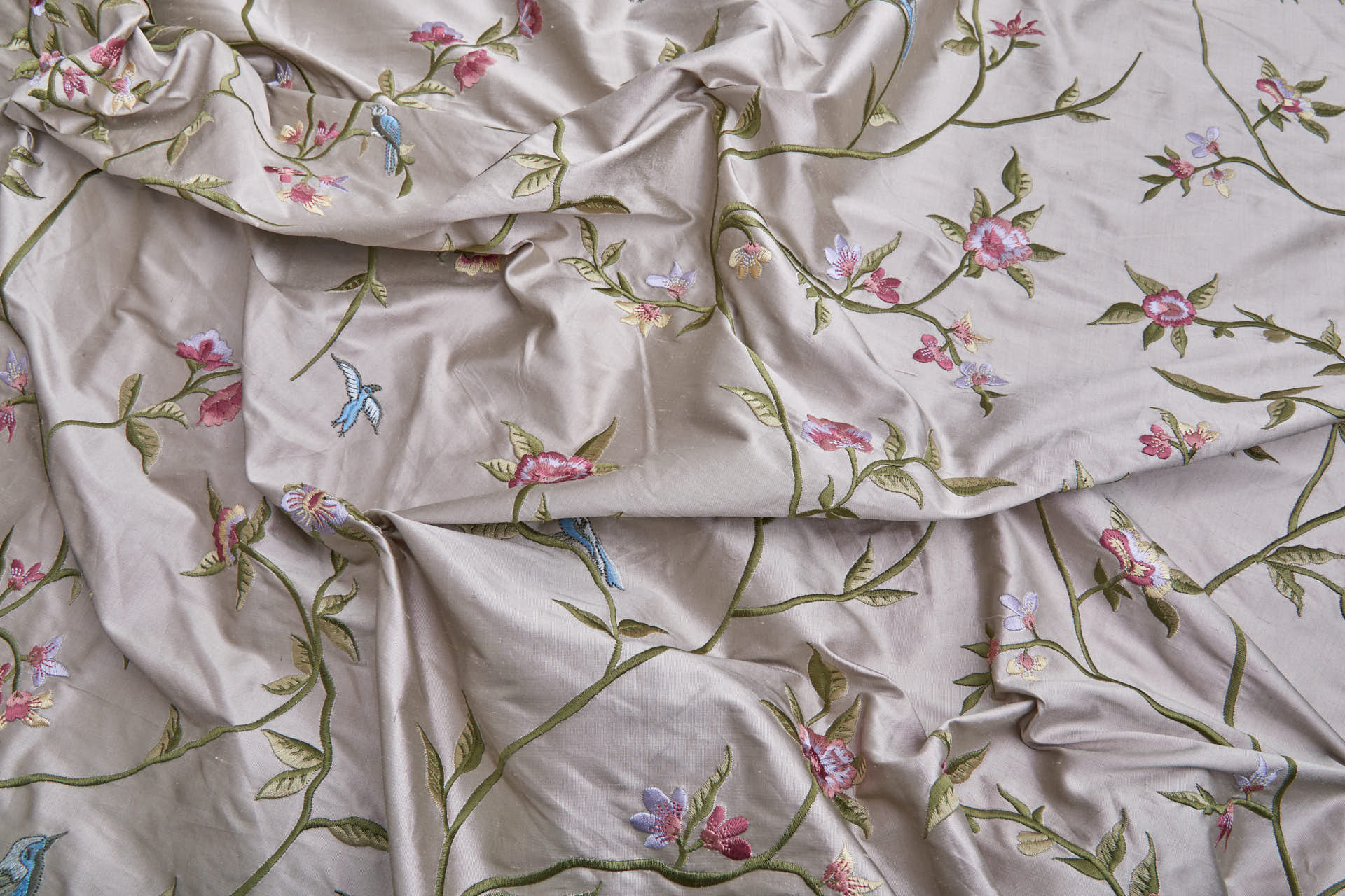 Bird Embroidery - Oyster fabric, image 3 of 11