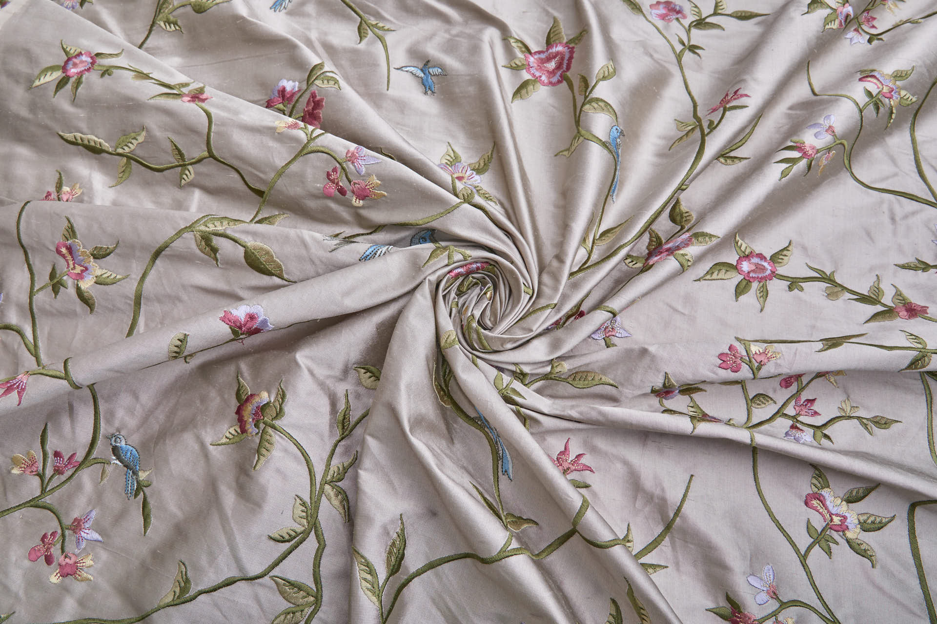 Bird Embroidery - Oyster fabric, image 4 of 11