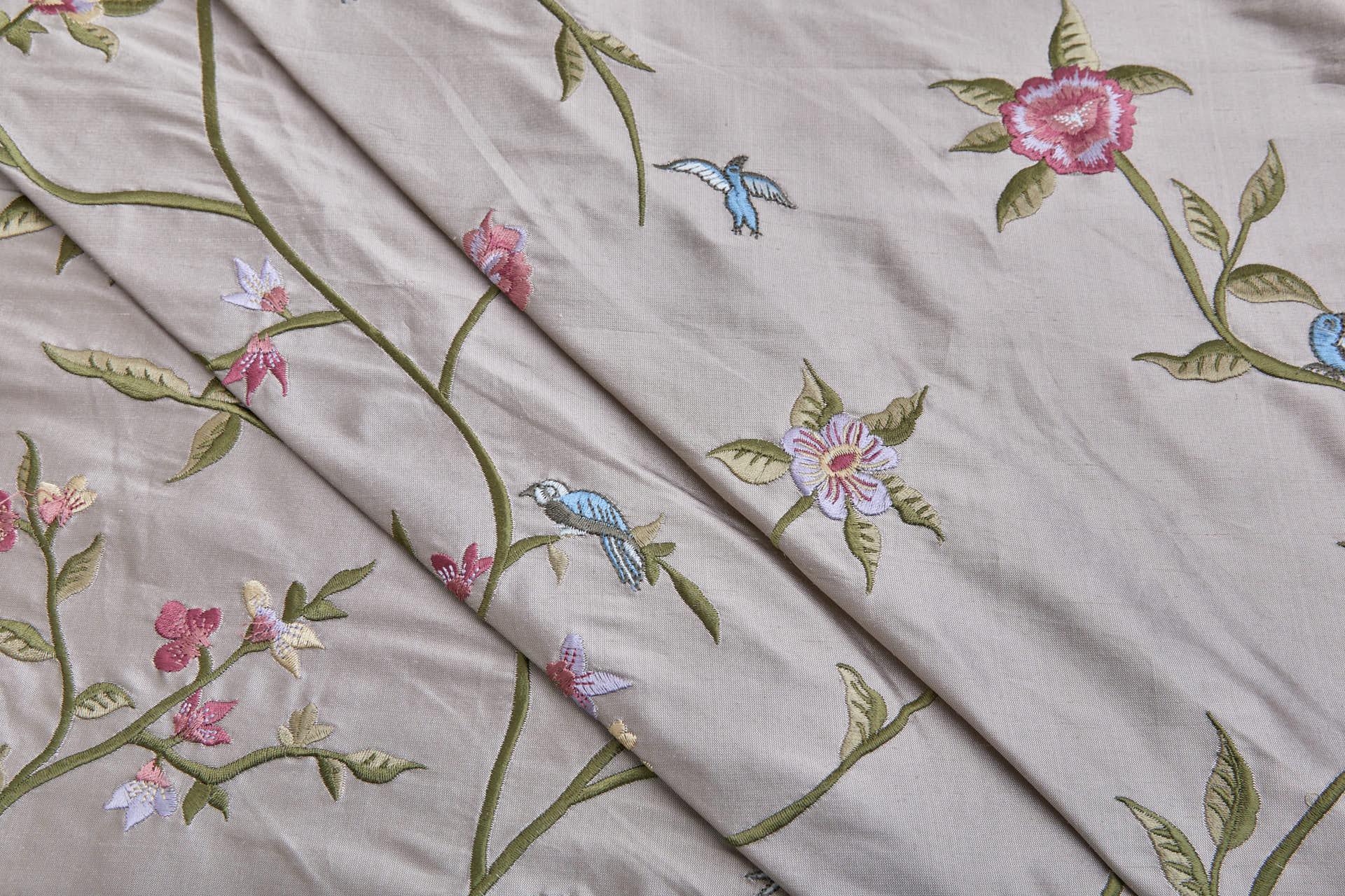 Bird Embroidery - Oyster fabric, image 6 of 11