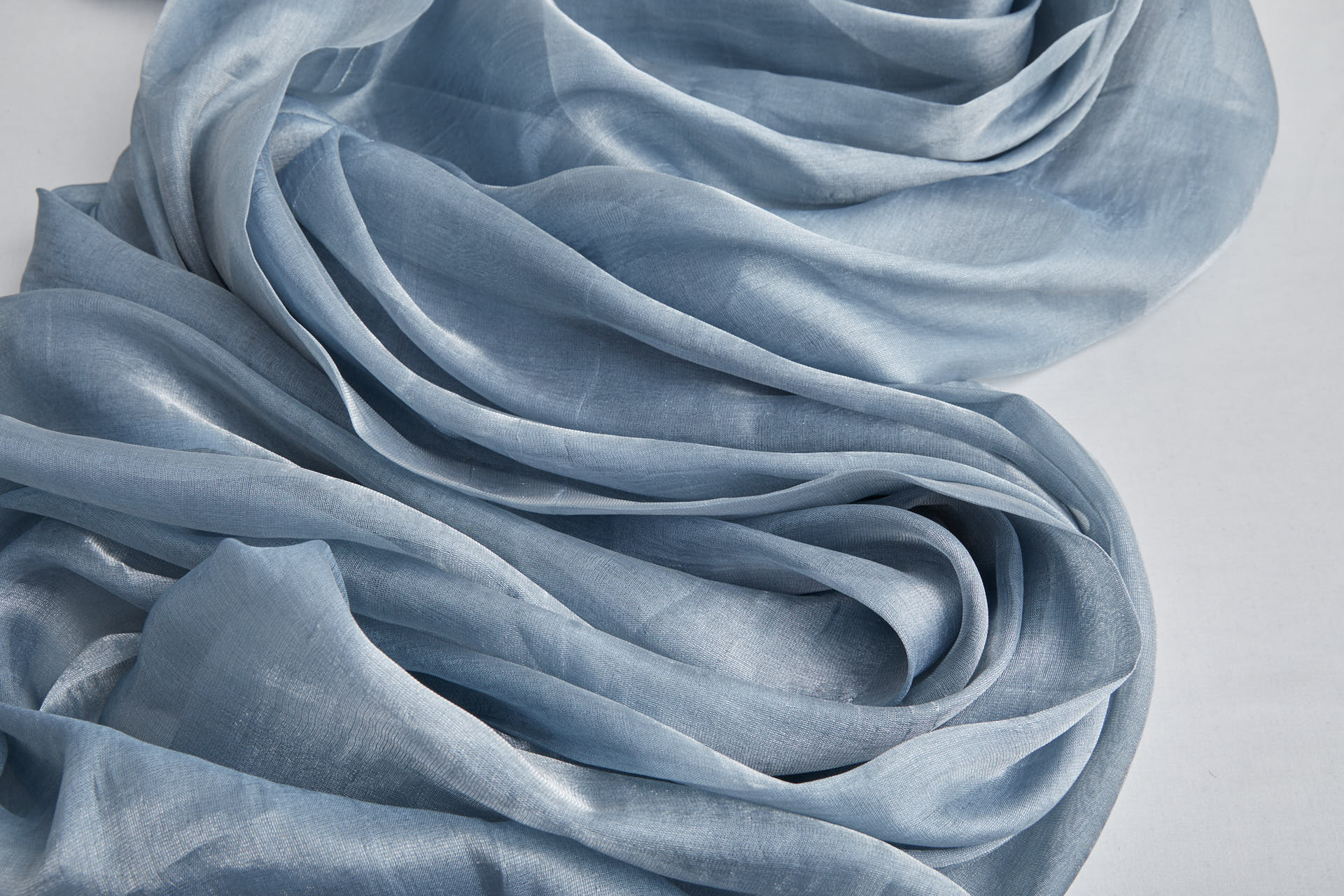 Silk Metallic Chiffon - Sky Blue fabric, image 2 of 11