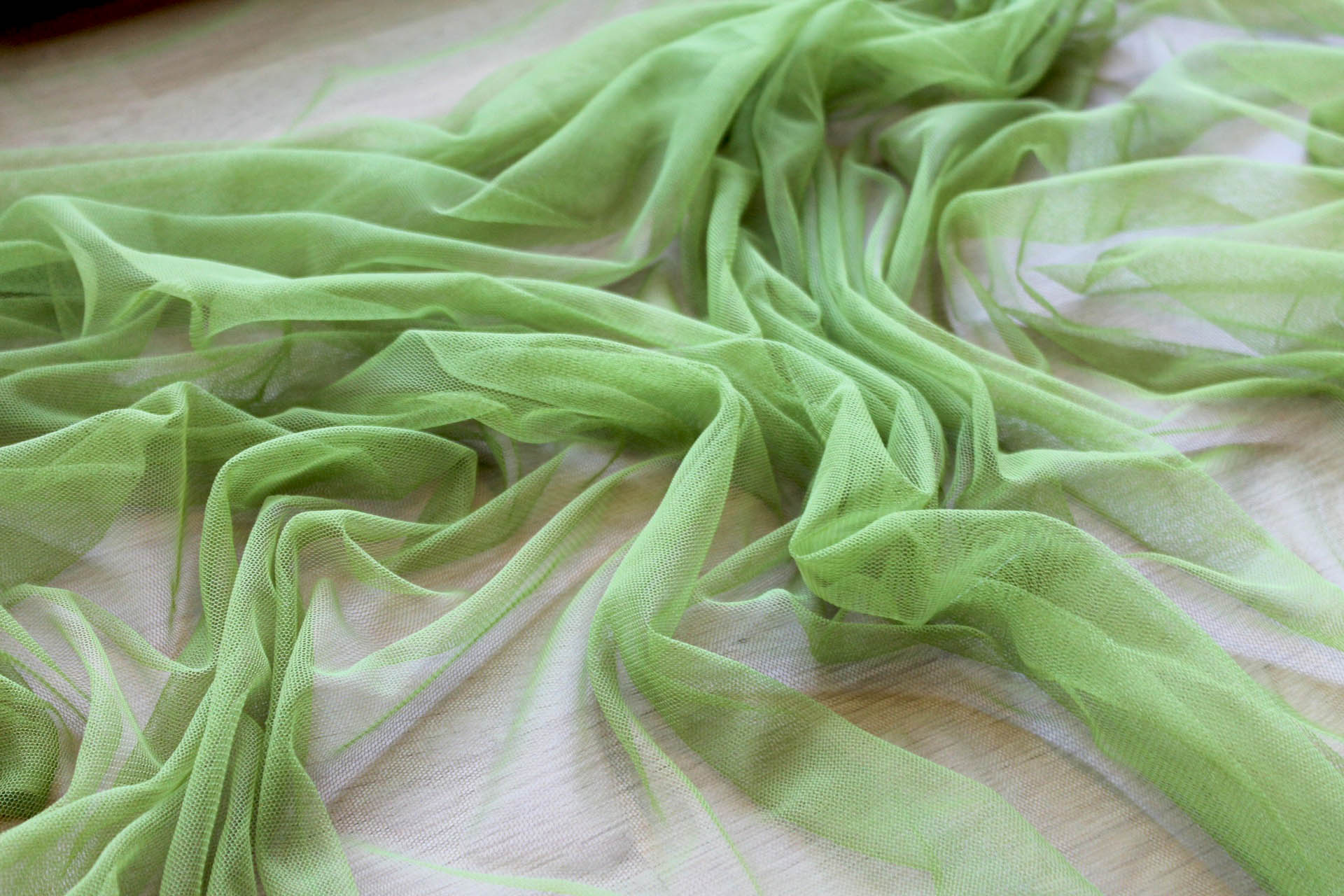 Soft Nylon Tulle - Spring Green - T25 fabric, image 2 of 5