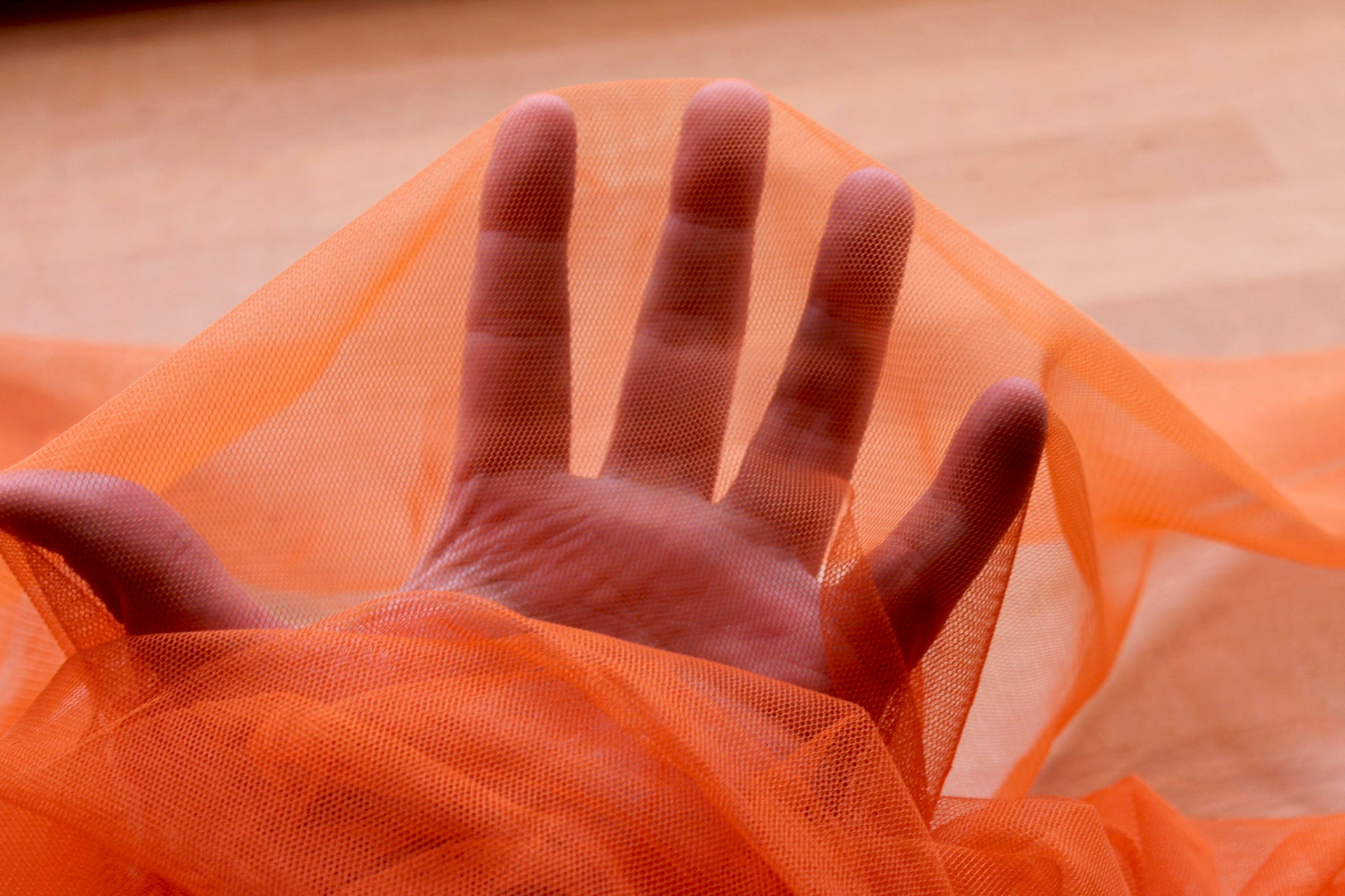 Soft Nylon Tulle - Orange - T27 fabric, image 4 of 5