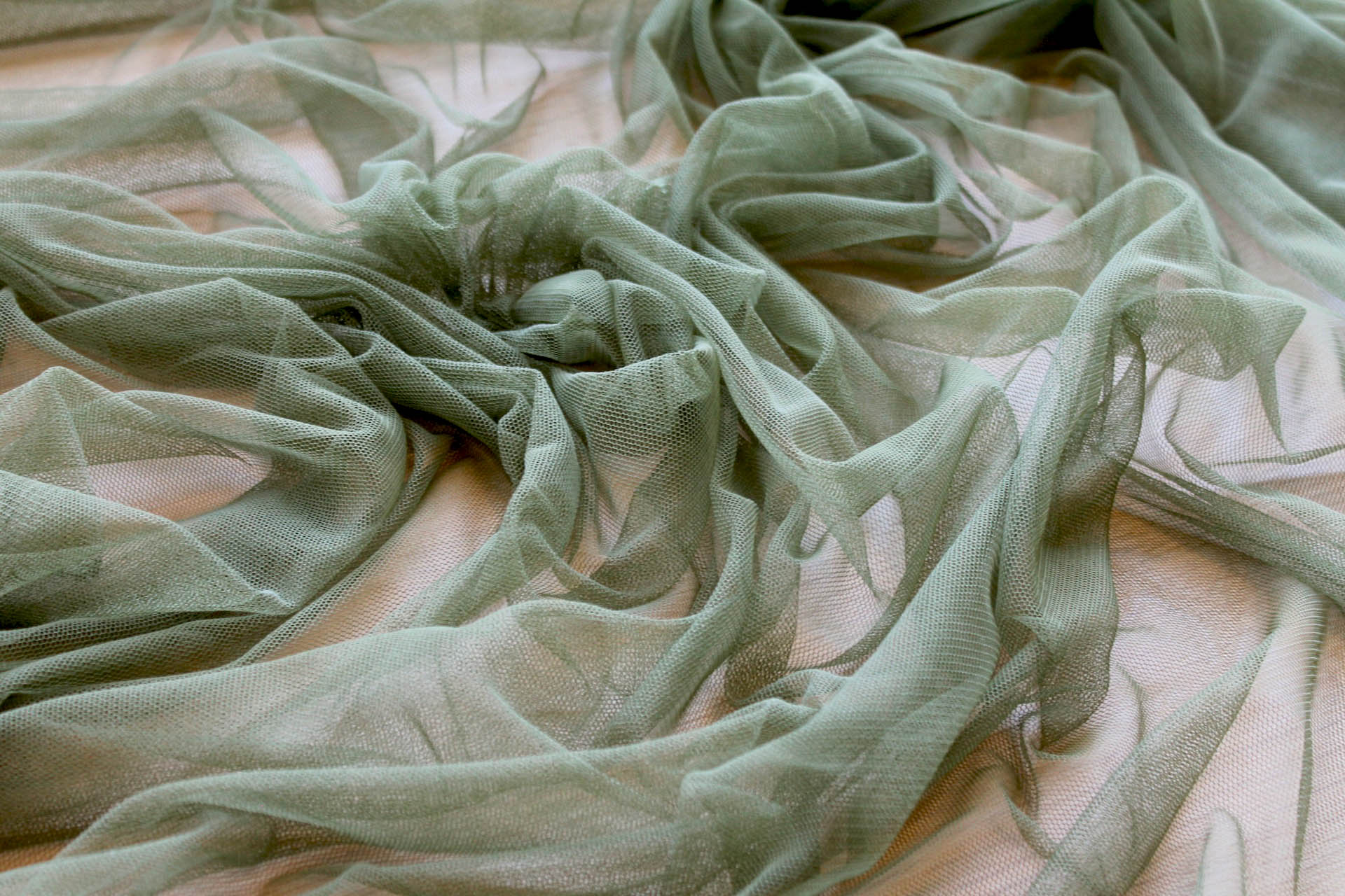 Soft Nylon Tulle - Olive Green - T23 fabric, image 2 of 6