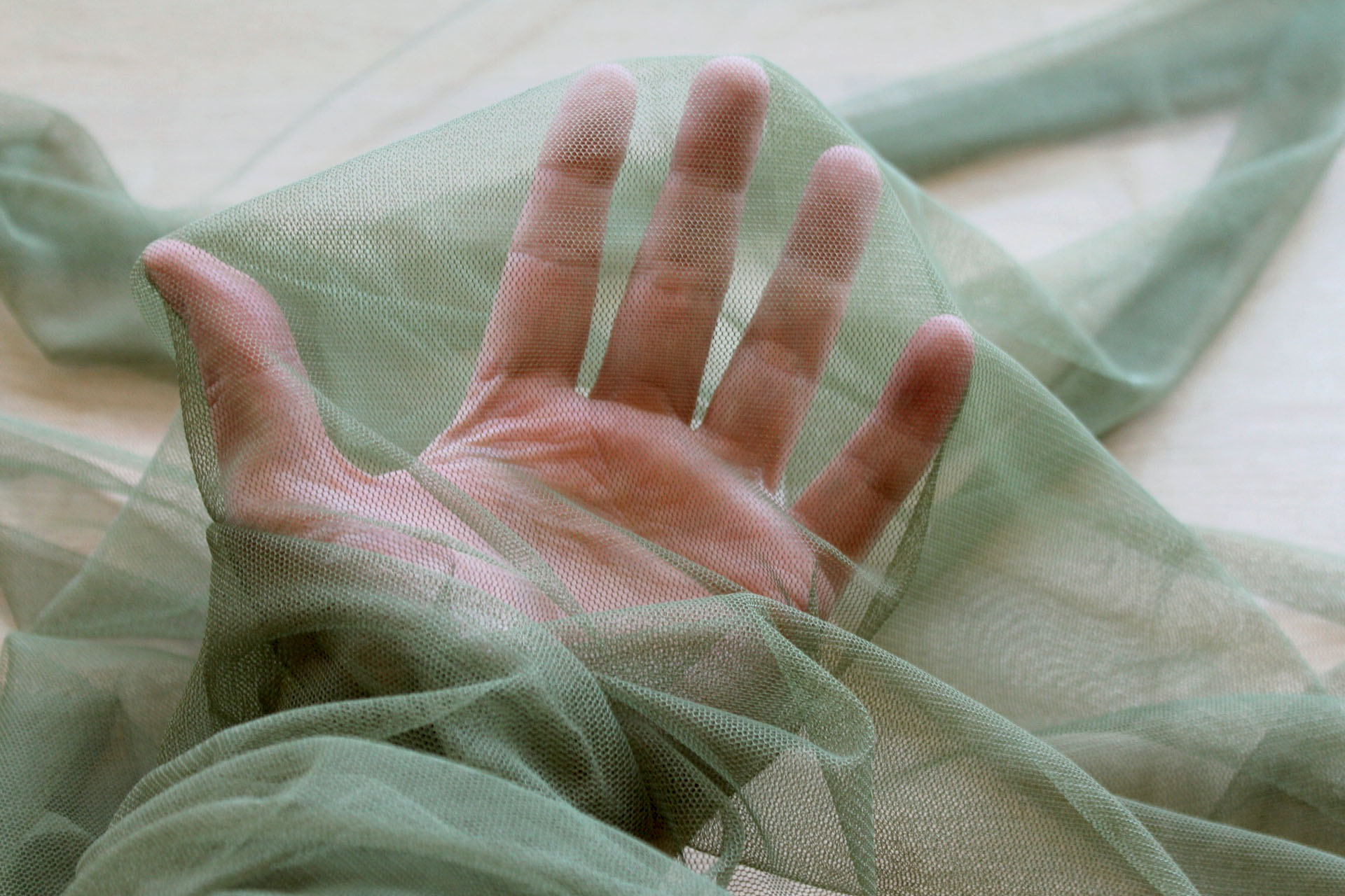 Soft Nylon Tulle - Olive Green - T23 fabric, image 5 of 6