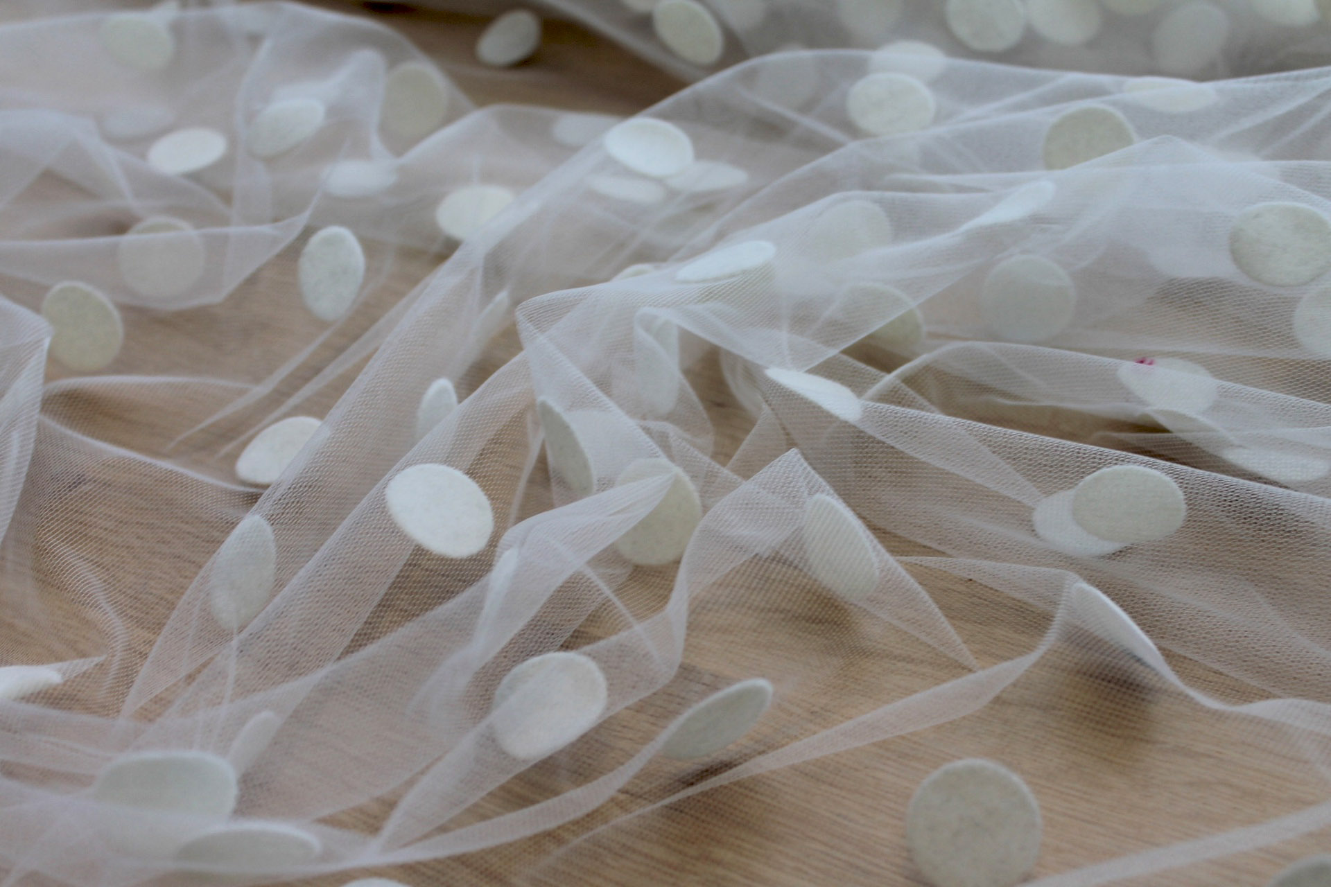 Polka Dot / Flock Spot Tulle - Ivory - Large fabric, image 2 of 6