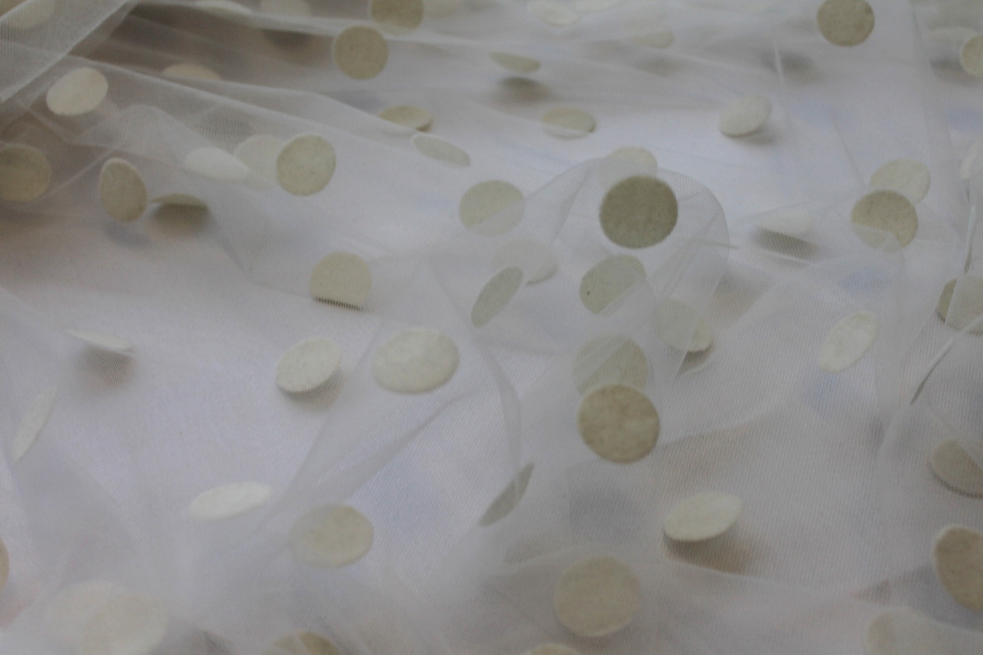Polka Dot / Flock Spot Tulle - Ivory - Large fabric, image 6 of 6