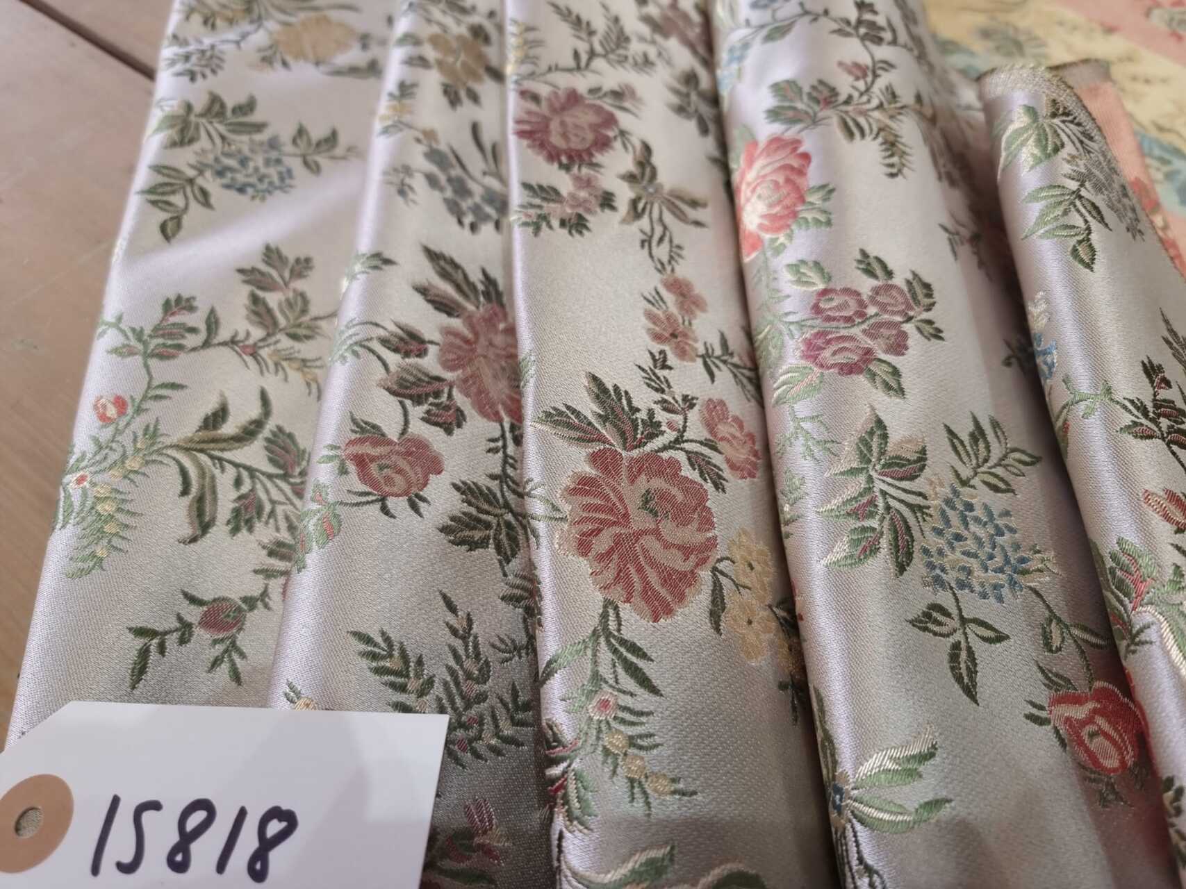 Classic Regency Floral Brocade - Oyster with Coral, Green, Yellow and Blue fabric, image 2 of 12