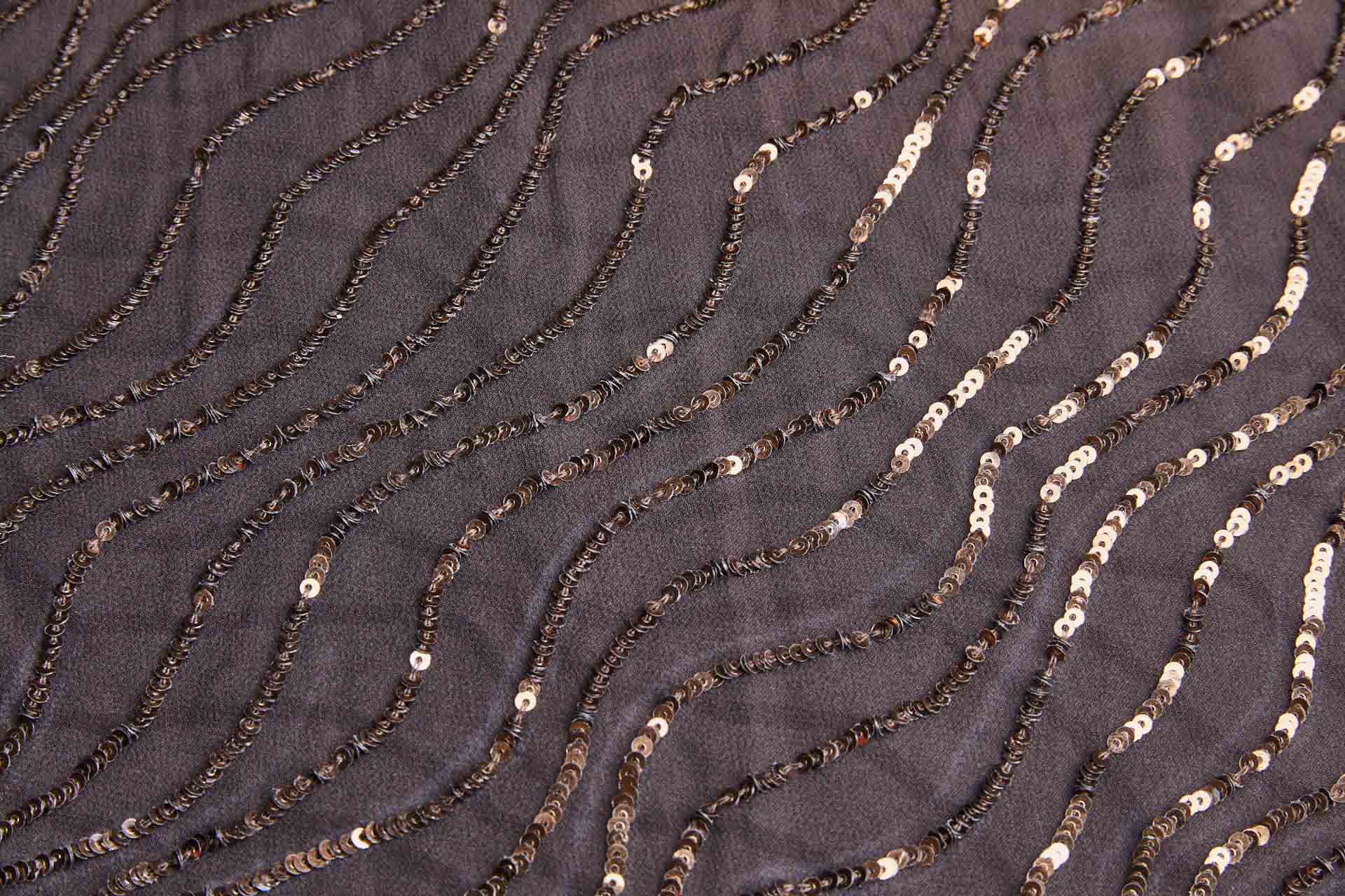 Sequin Squiggle Lines - Brown on Brown fabric, image 2 of 7