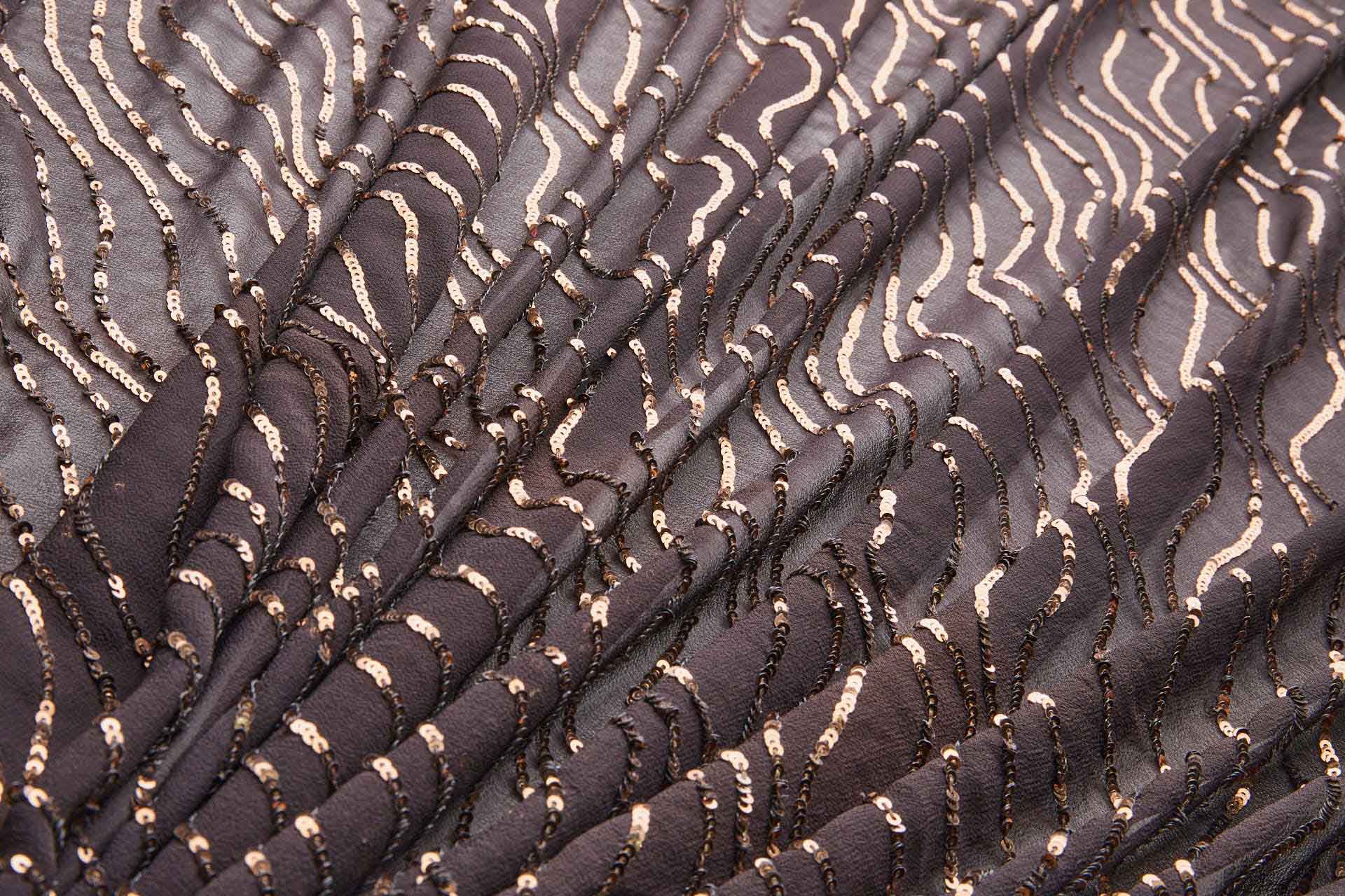 Sequin Squiggle Lines - Brown on Brown fabric, image 6 of 7