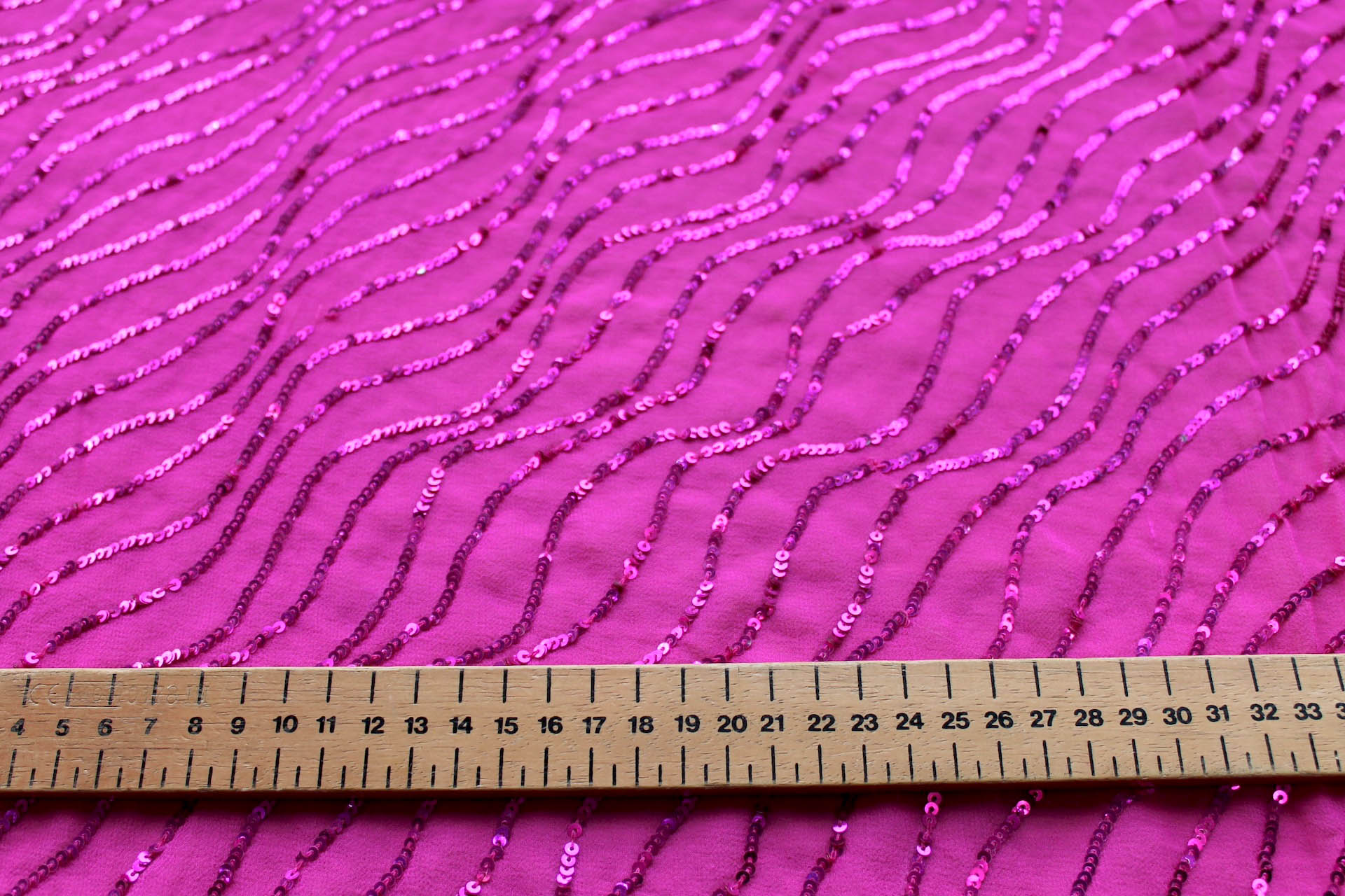 Sequin Squiggle Lines - Hot Pink fabric, image 2 of 8