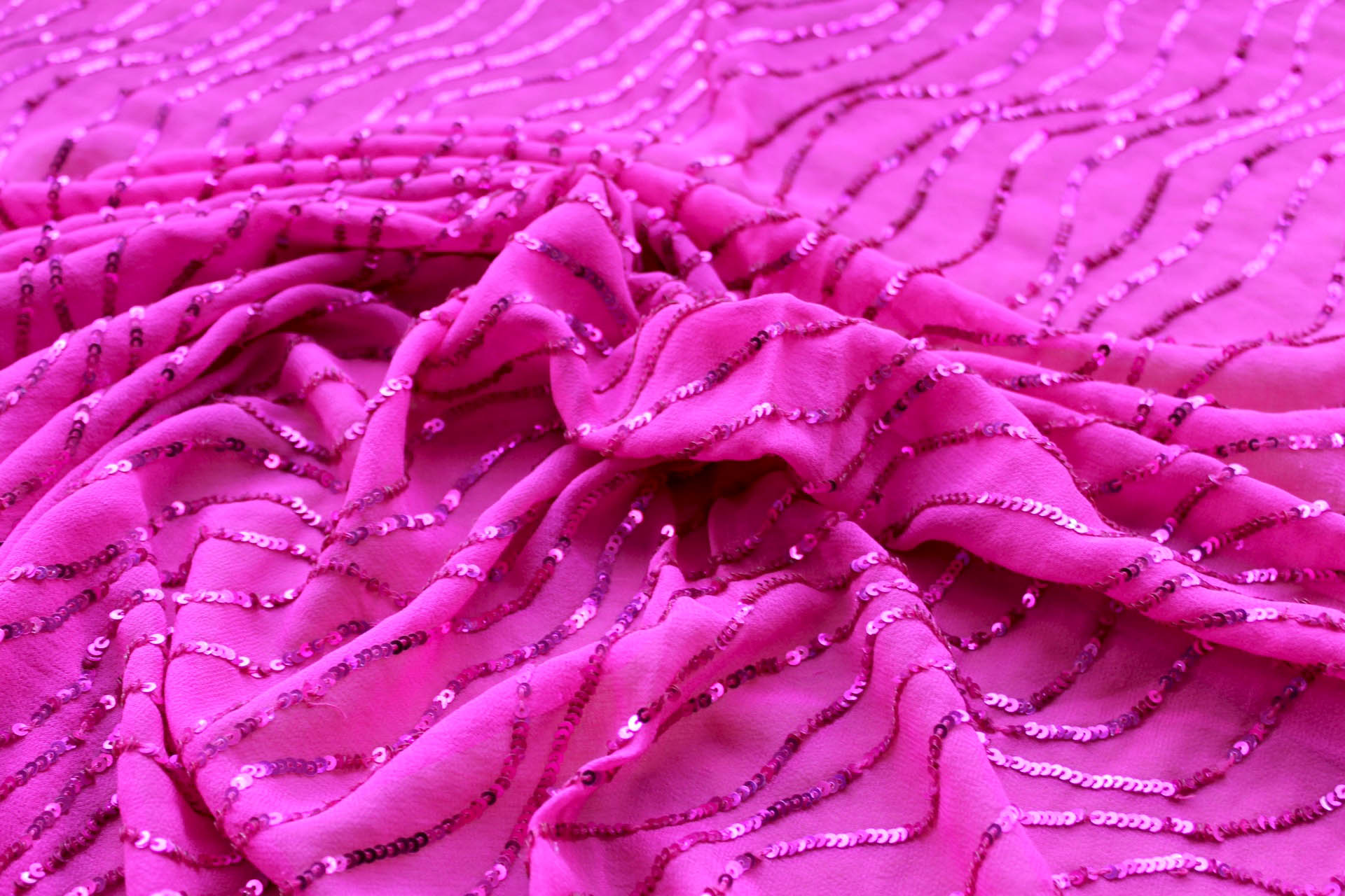 Sequin Squiggle Lines - Hot Pink fabric, image 7 of 8
