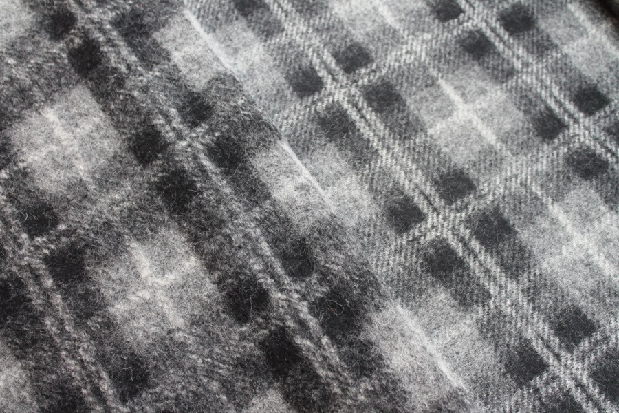 Boiled Wool Jersey Knit - Grey Black Tartan fabric, image 8 of 8