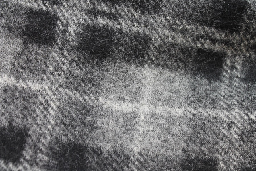 Boiled Wool Jersey Knit - Grey Black Tartan fabric, image 4 of 8