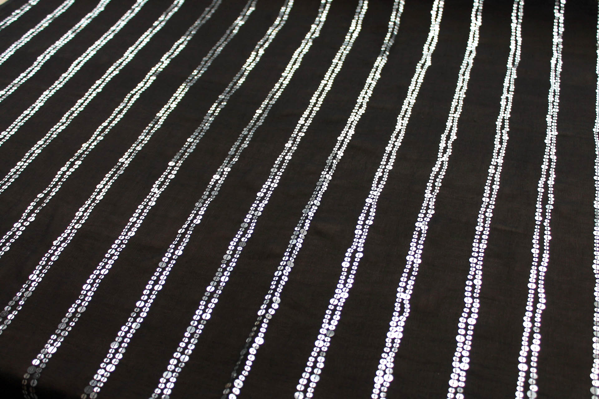 Black chiffon with silver sequins in lines fabric, image 6 of 7