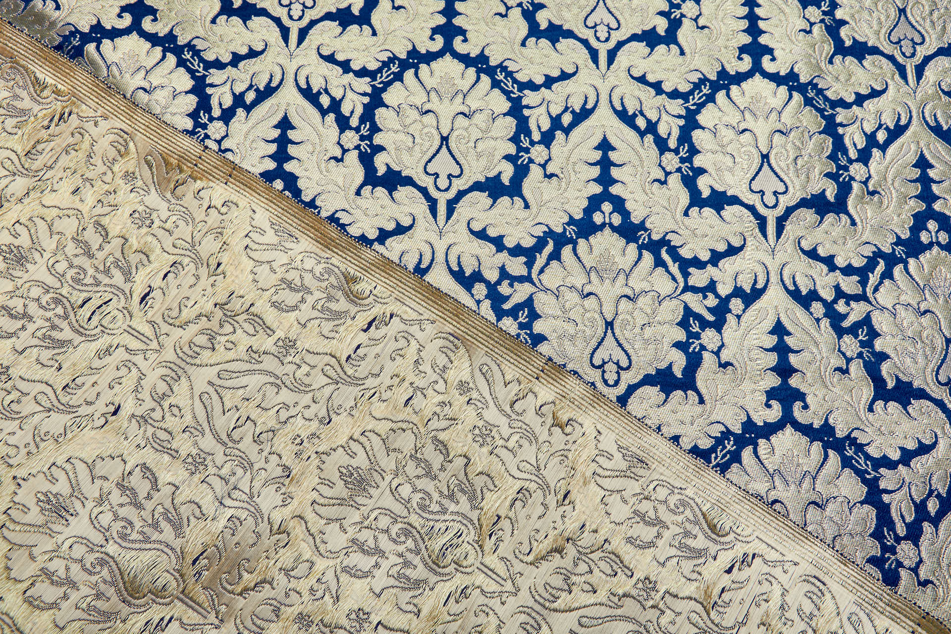 Heavy Banaras Brocade - Blue and Gold fabric, image 5 of 7