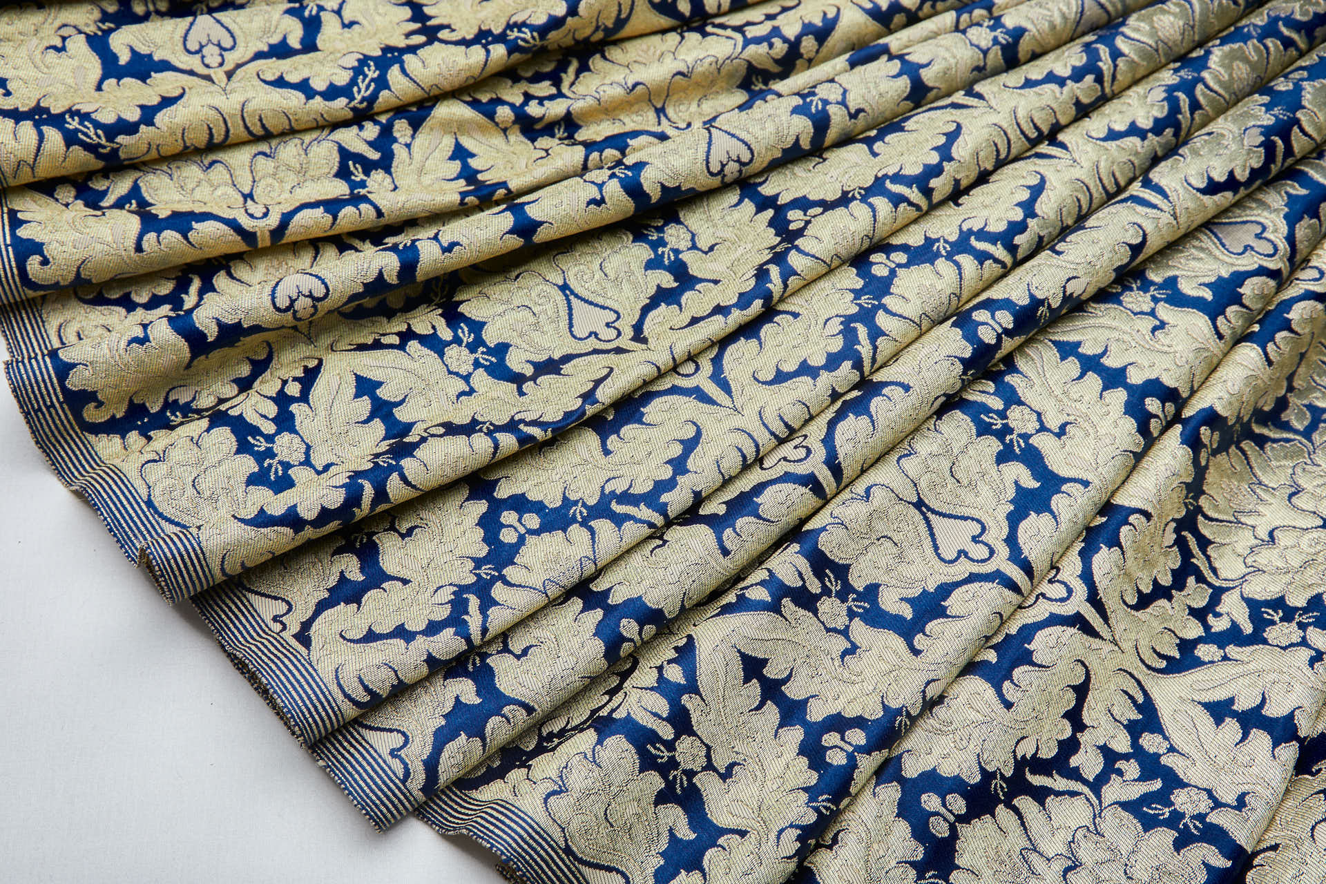Heavy Banaras Brocade - Blue and Gold fabric