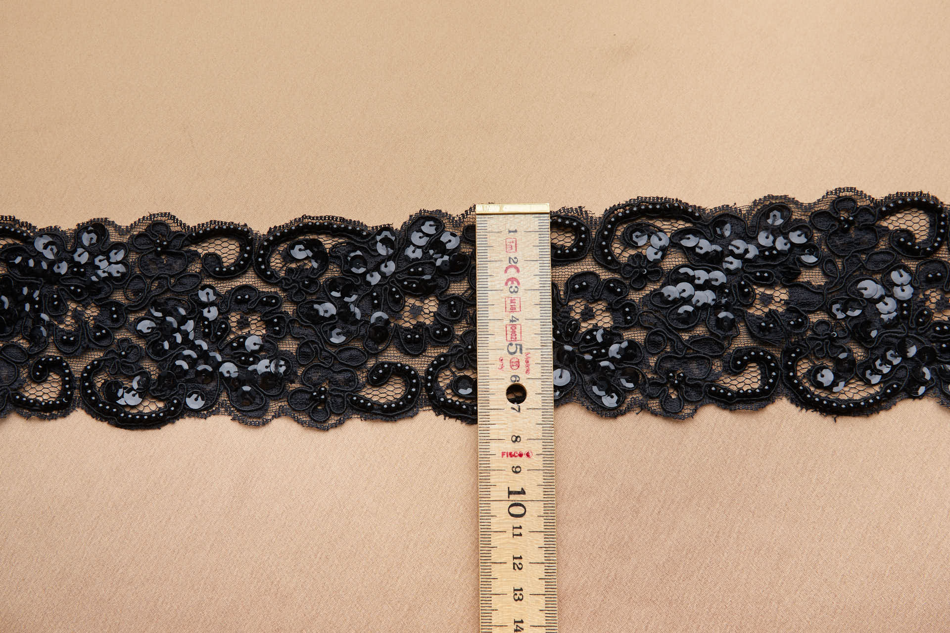 Beaded Corded Leavers Lace in Black trim, image 5 of 7