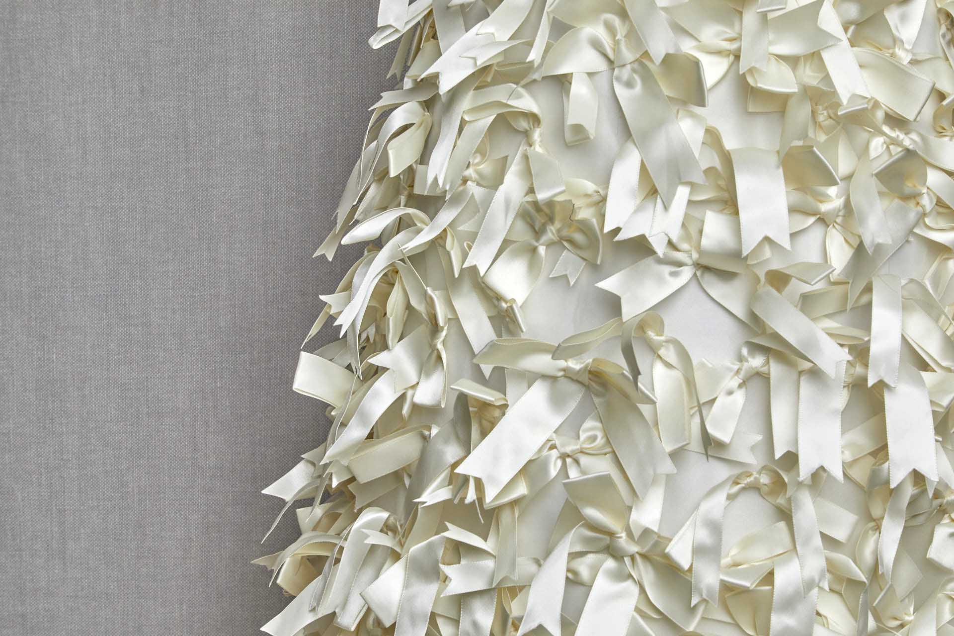 Creamy Ivory Satin Bows on Organza fabric, image 4 of 6