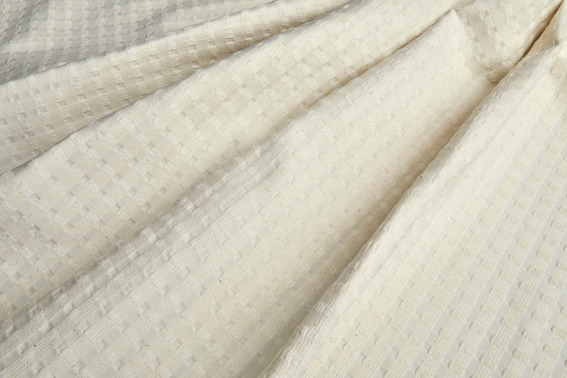 Cotton Chenille Textured Check - Natural Ecru fabric