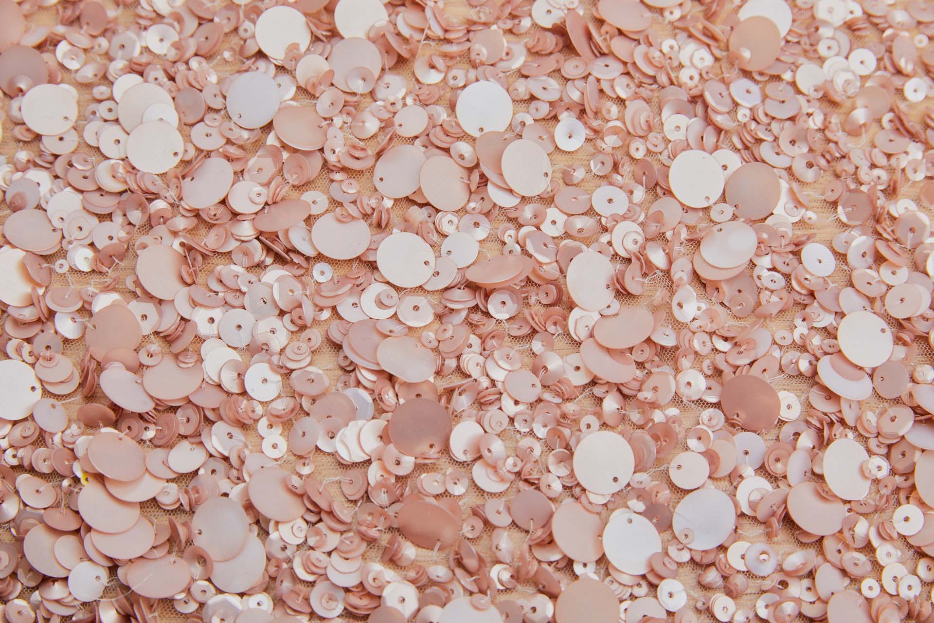 Mixed Sequins On Tulle - Tea Rose fabric, image 5 of 5