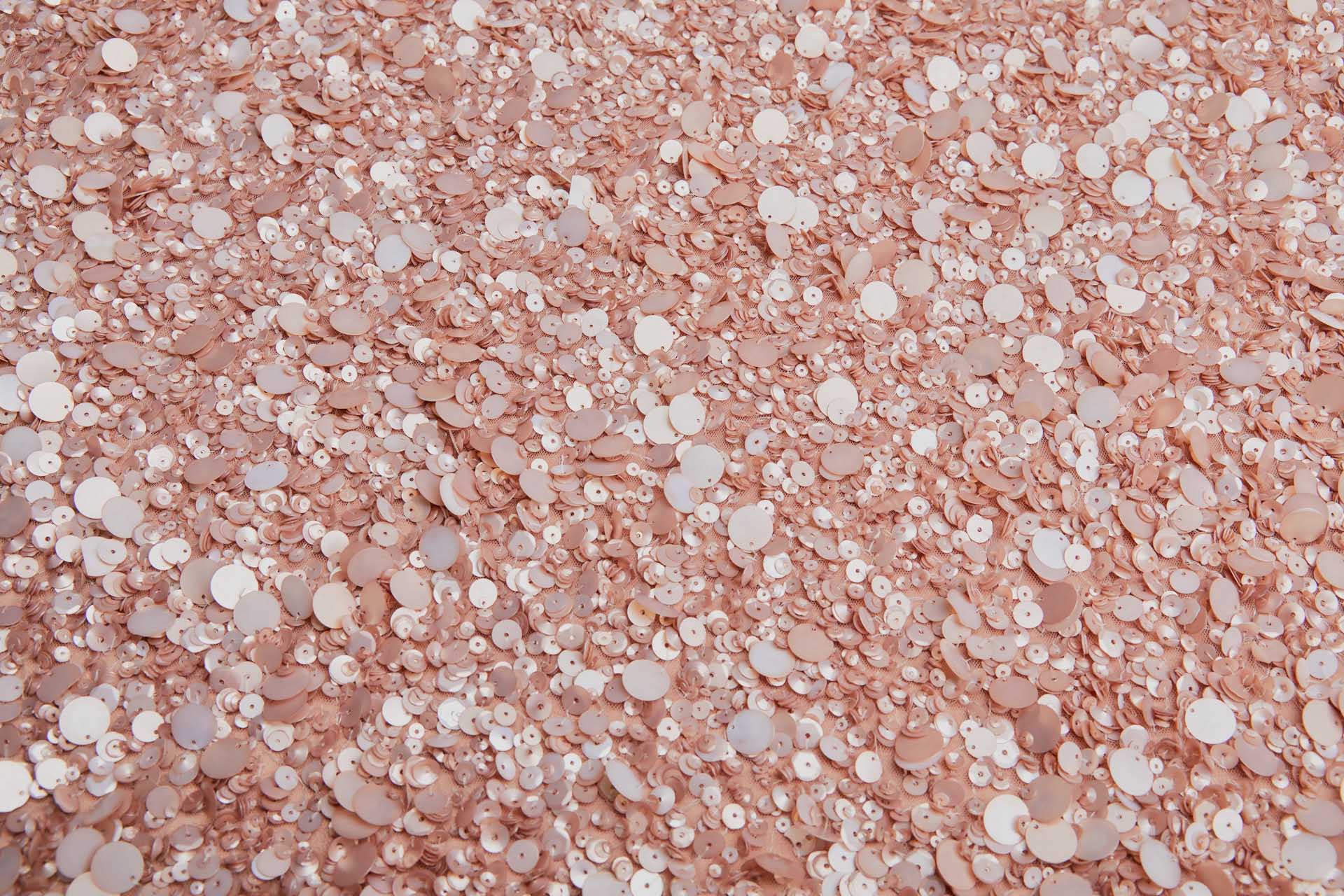 Mixed Sequins On Tulle - Tea Rose fabric, image 4 of 5