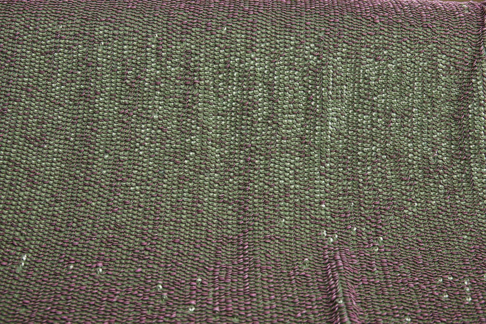 "Two Tone" Overlapping Edge Coloured Sequin On Silk Chiffon - Green/Pink fabric, image 6 of 12