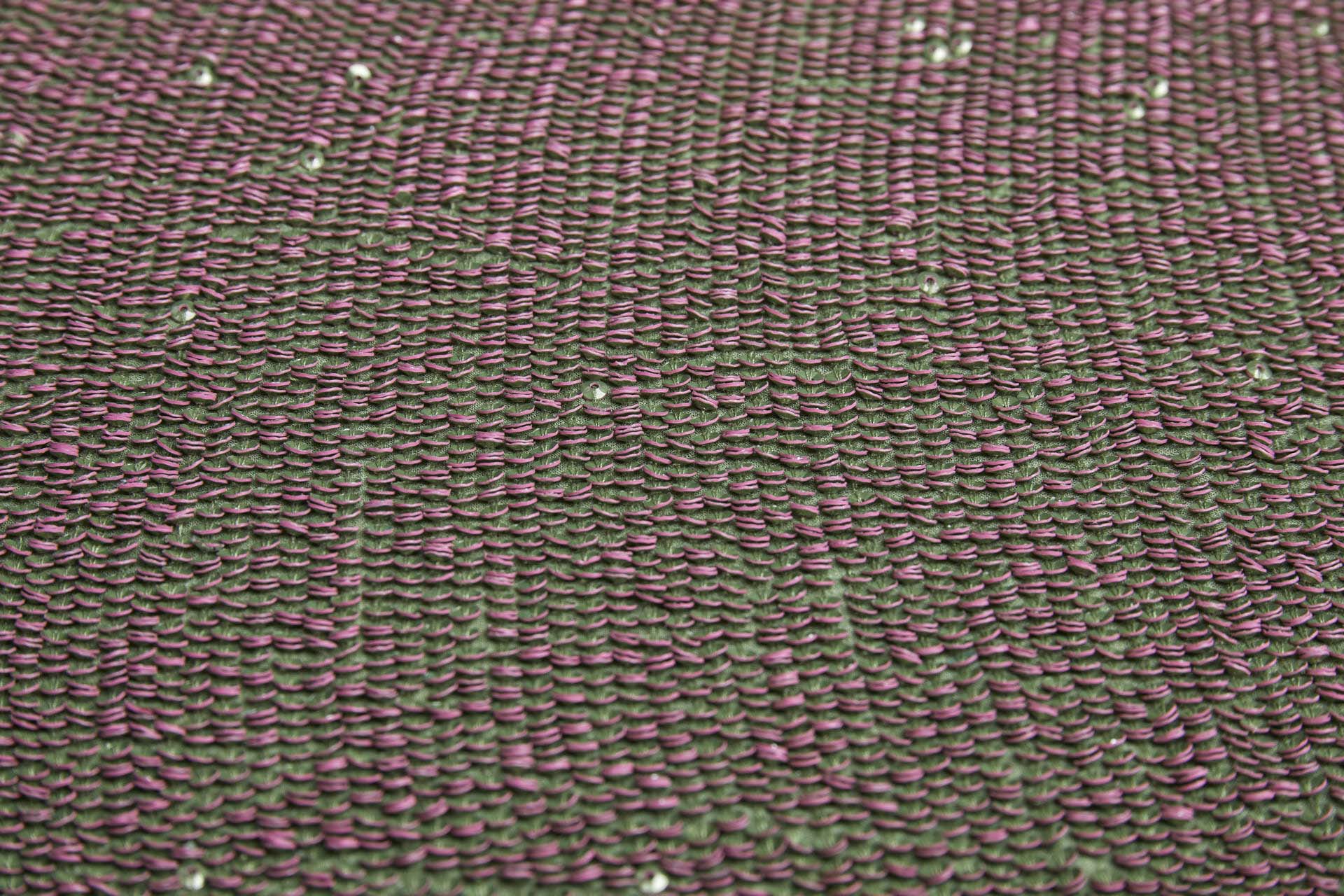 "Two Tone" Overlapping Edge Coloured Sequin On Silk Chiffon - Green/Pink fabric, image 8 of 12
