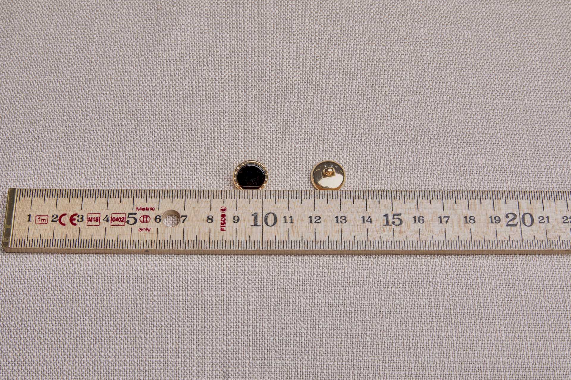 Gold Twisted Metal Shank Button with Black Glass Inlay - 1.5cm, image 4 of 4