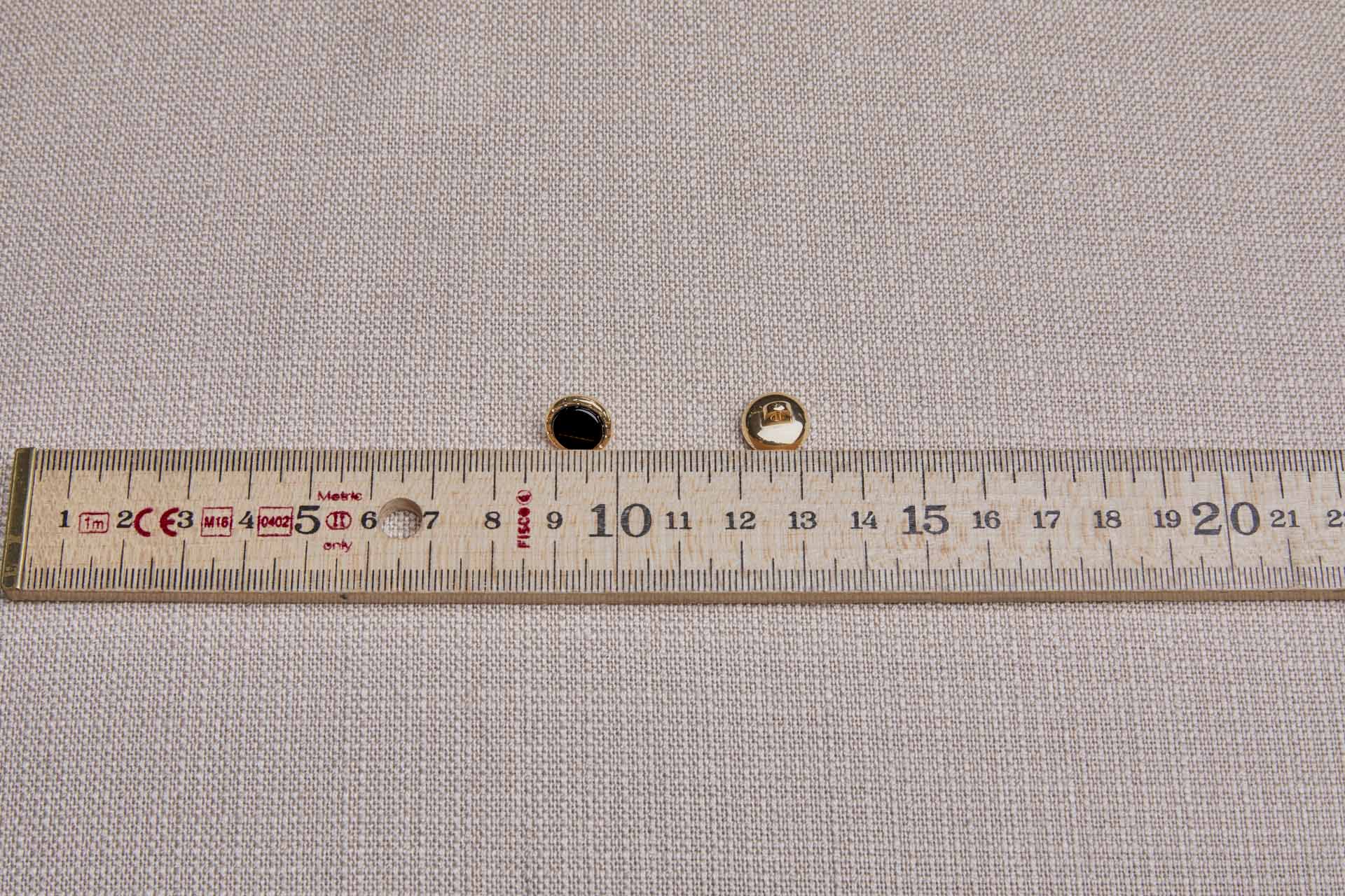 Gold Twisted Metal Shank Button with Black Glass Inlay - 1.2cm, image 4 of 4