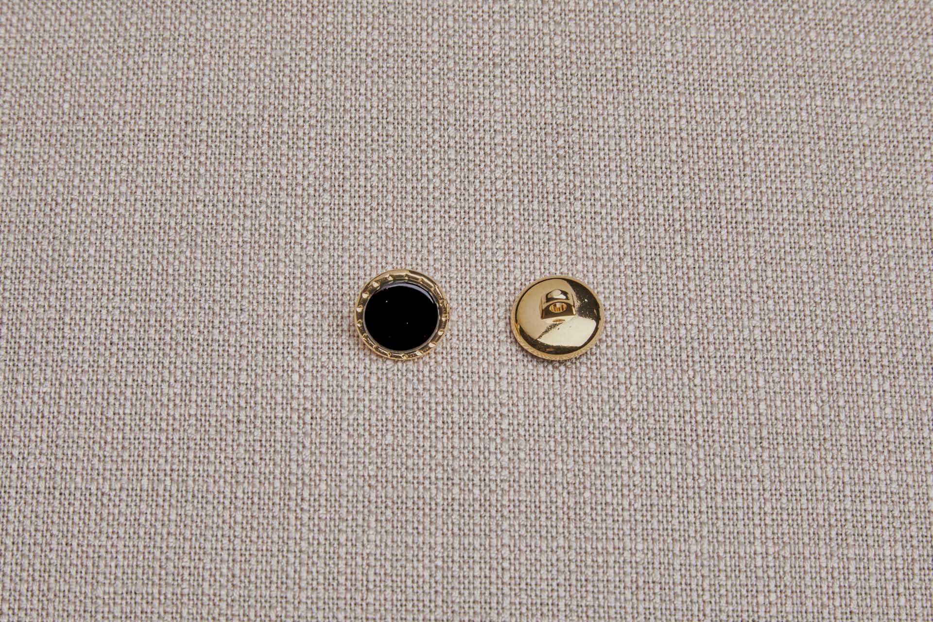 Gold Twisted Metal Shank Button with Black Glass Inlay - 1.2cm, image 2 of 4