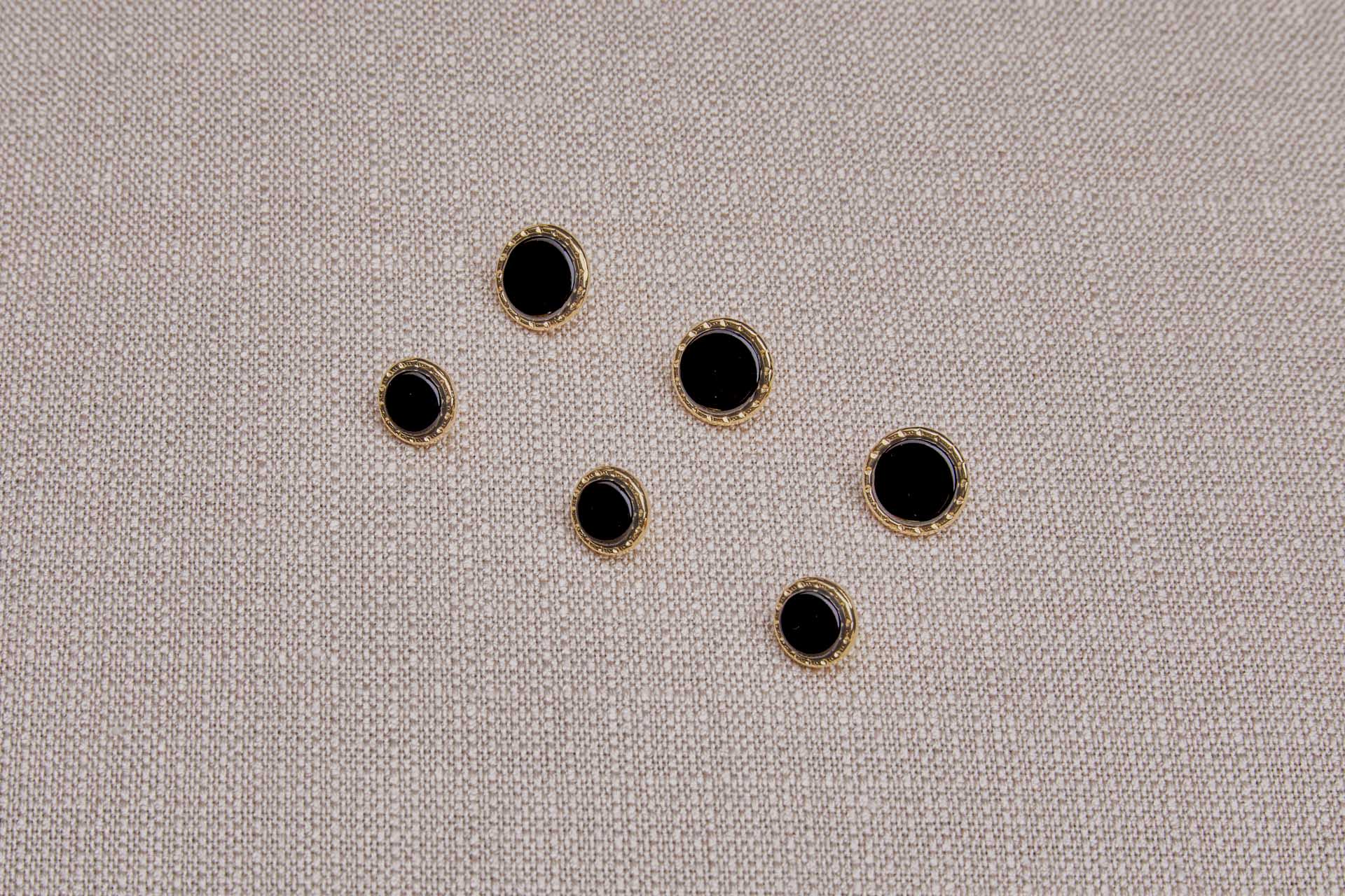 Gold Twisted Metal Shank Button with Black Glass Inlay - 1.5cm