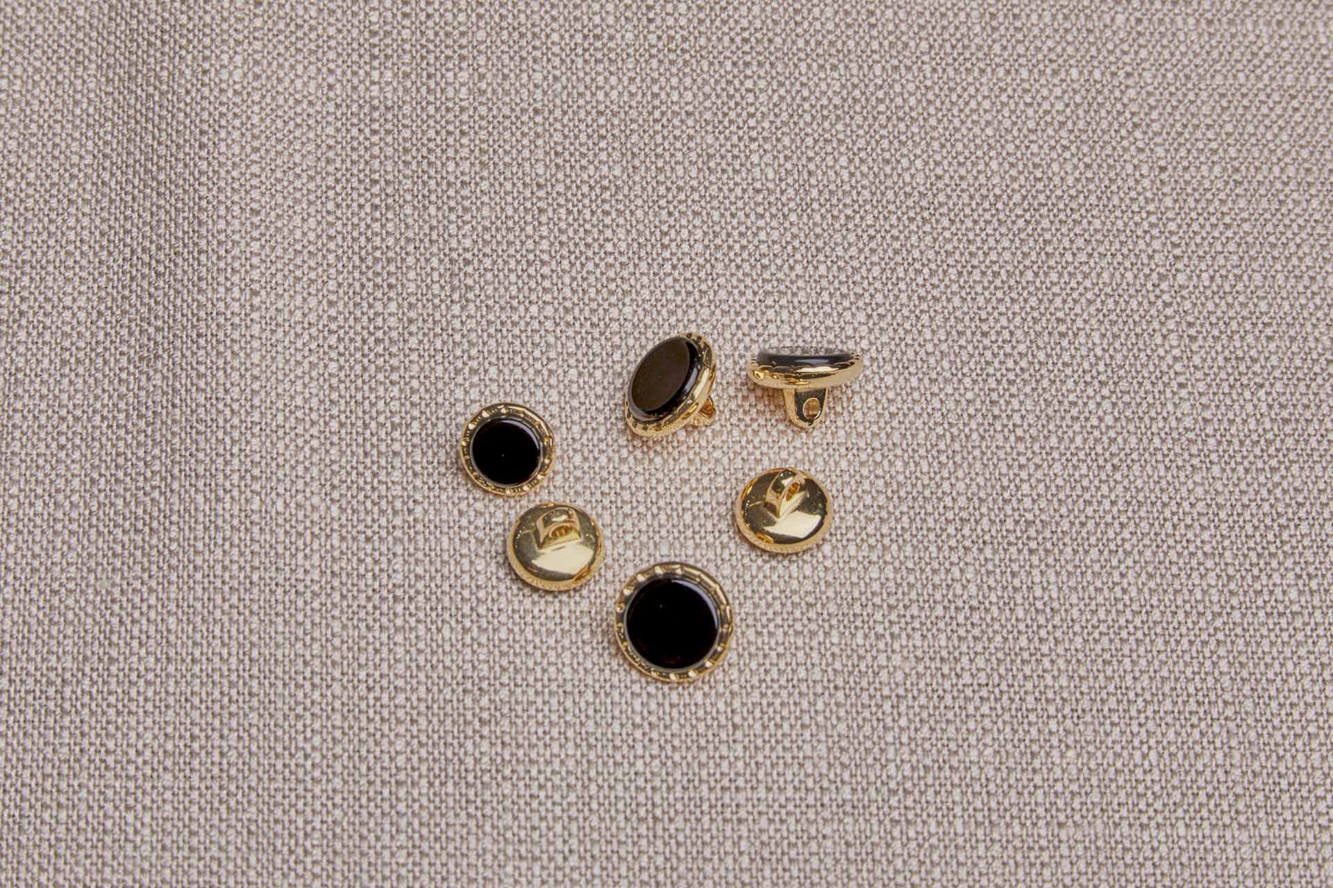 Gold Twisted Metal Shank Button with Black Glass Inlay - 1.2cm, image 3 of 4