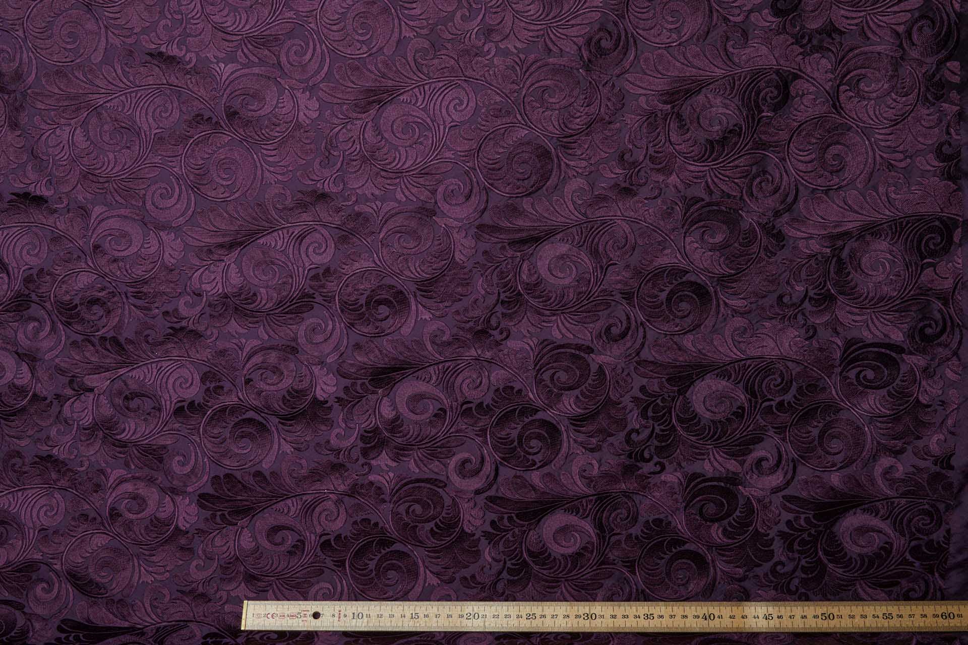 New Large Swirl Embroidered Dupion - Plum on Plum fabric, image 3 of 3