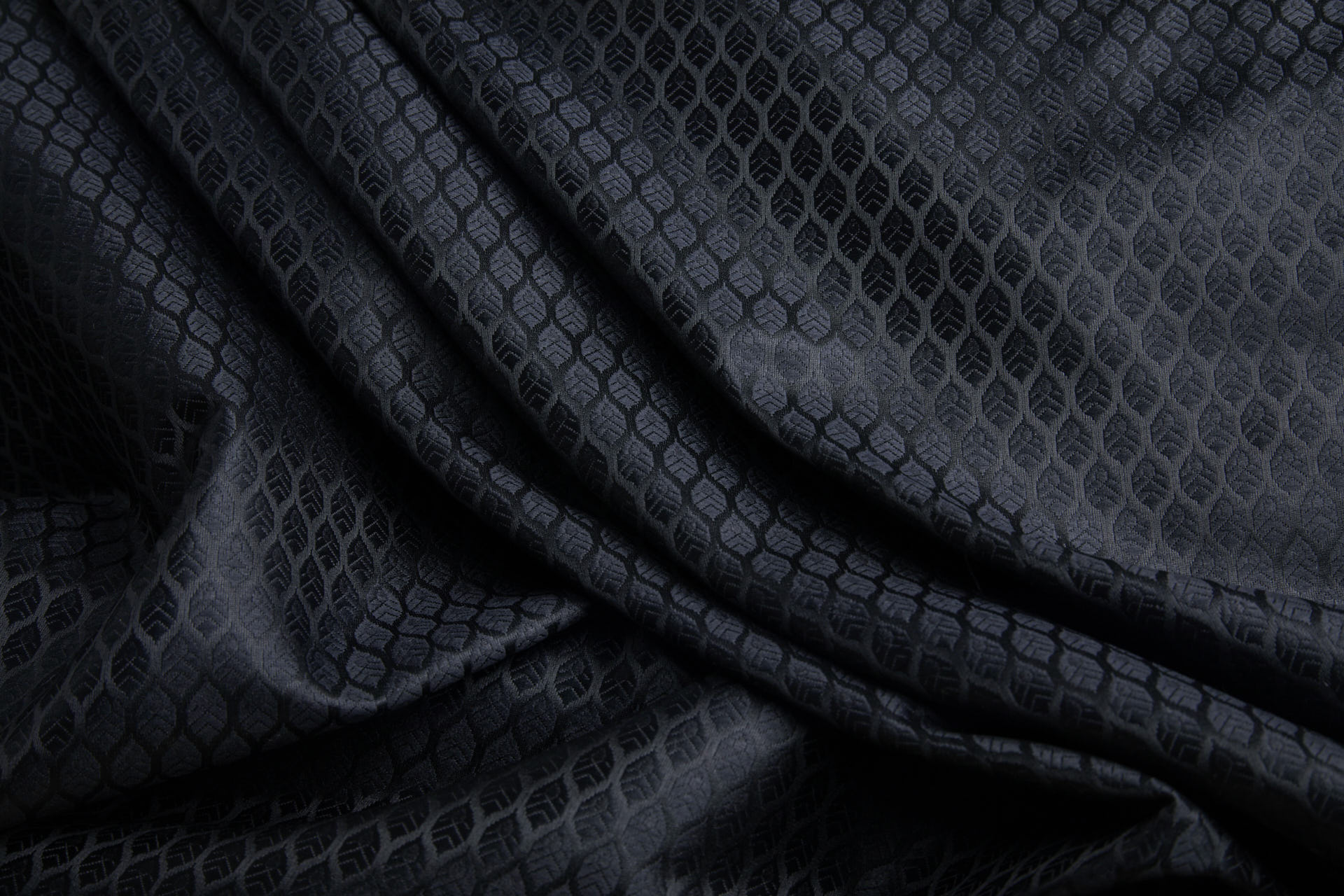 Banaras Brocade - Black / Black Leaves fabric